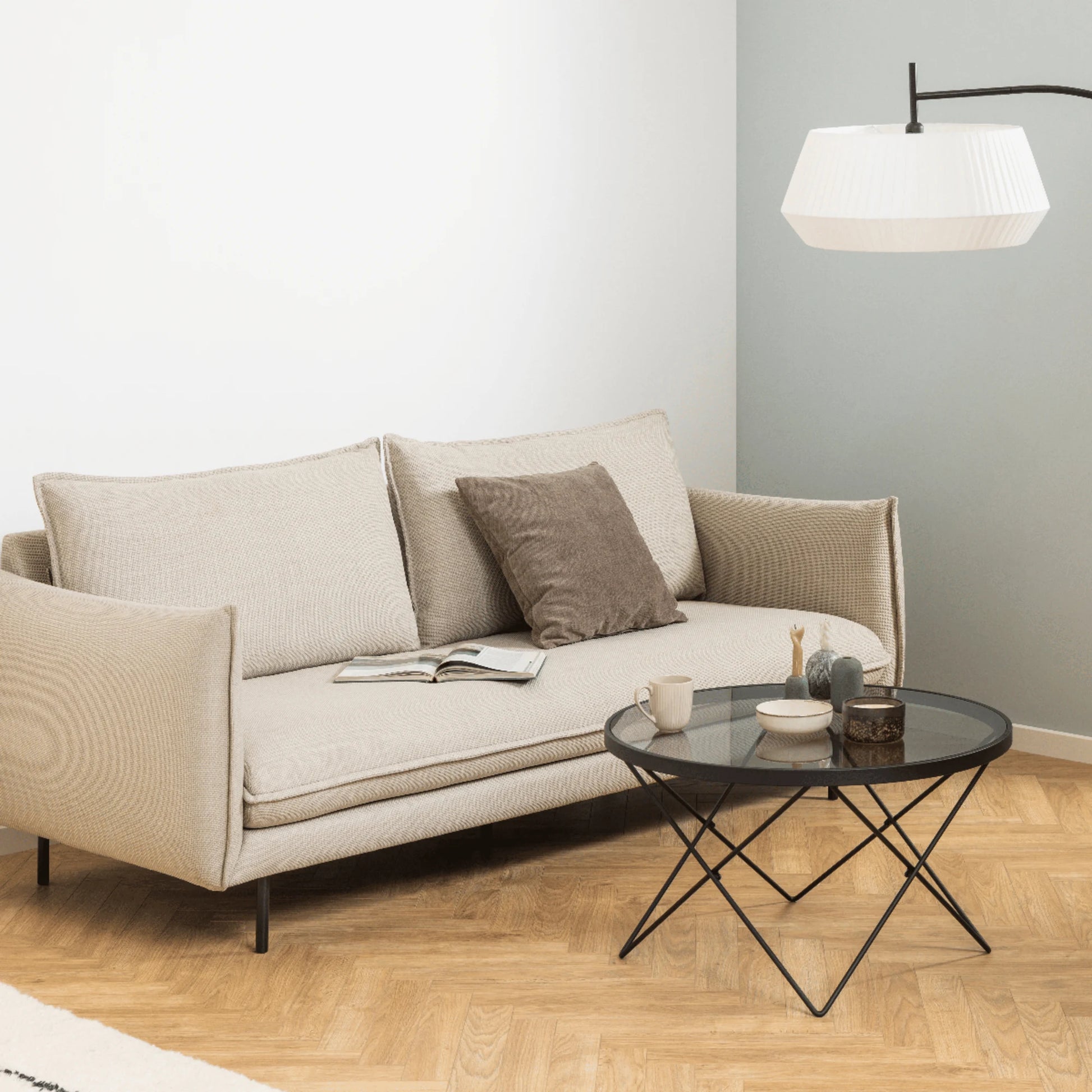 Hjem Design Castin Round Glass Top Coffee Table