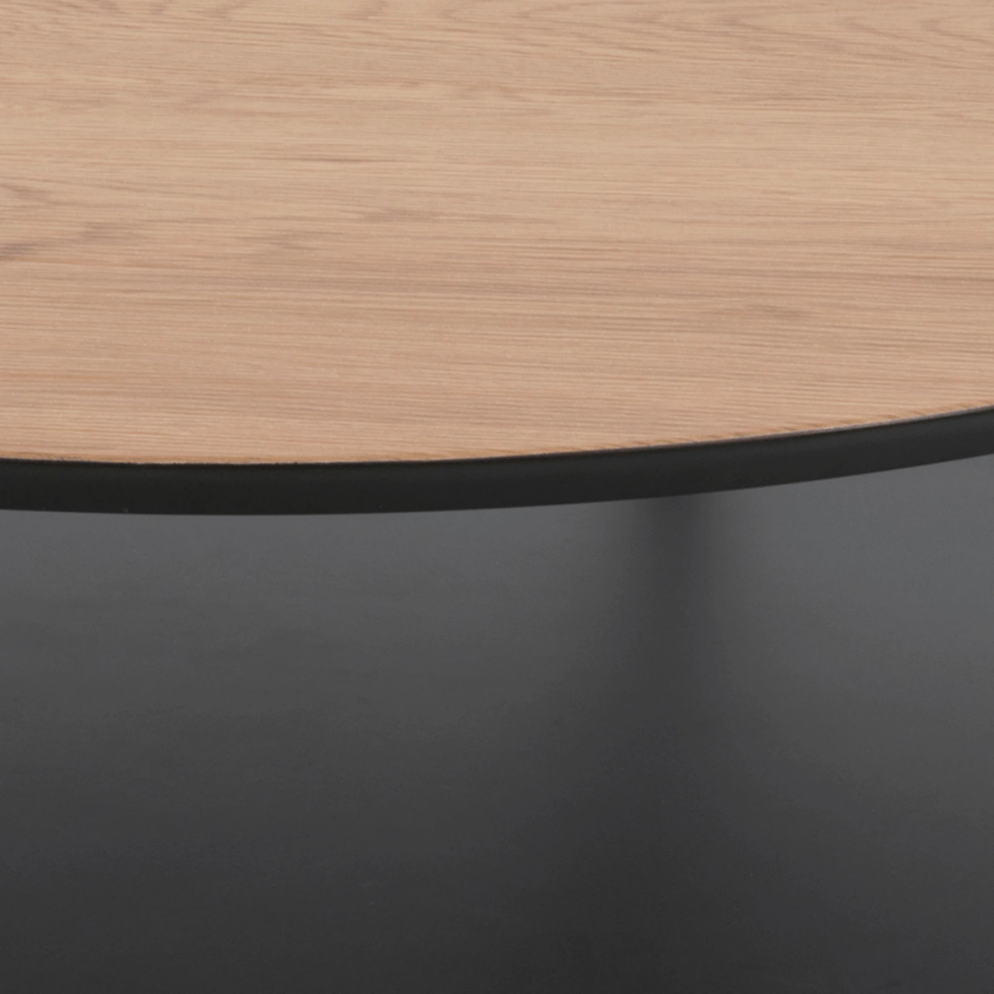 Hjem Design Gina Round Coffee Table, Natural Wood & Black