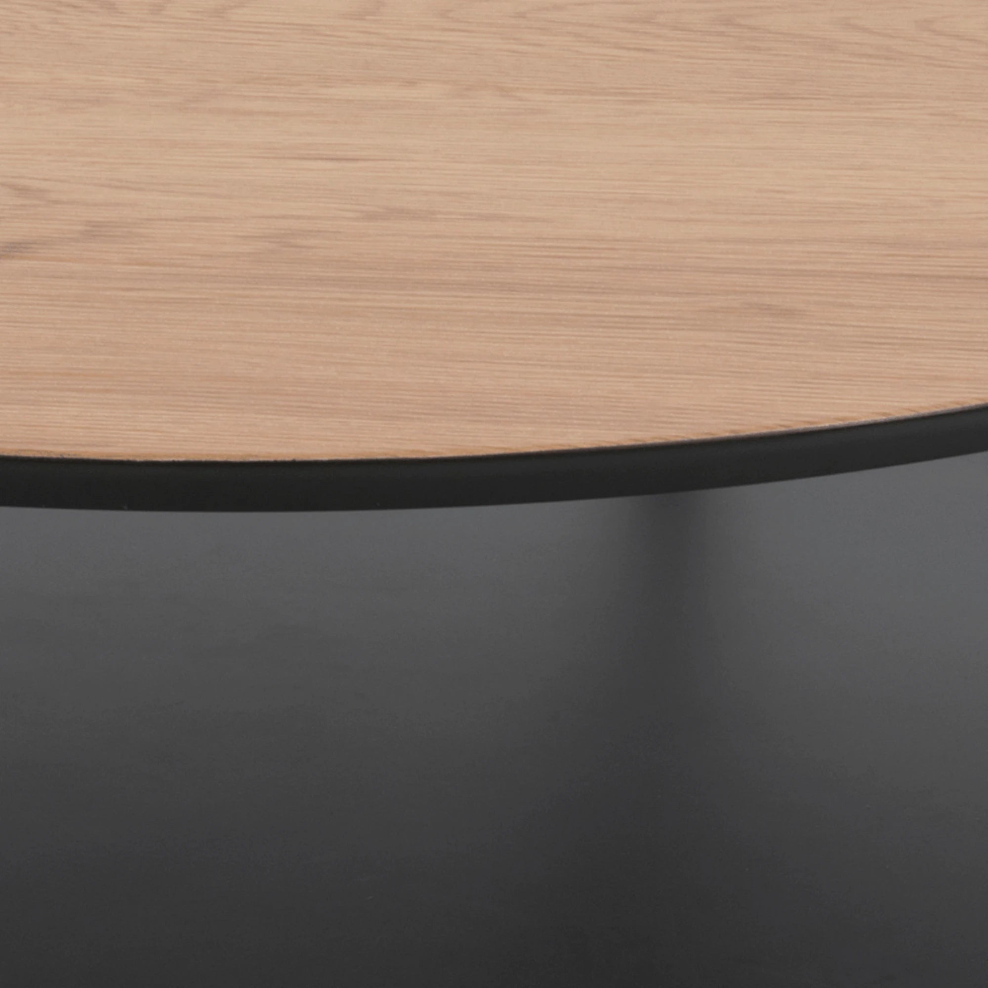 Hjem Design Gina Round Coffee Table, Natural Wood & Black