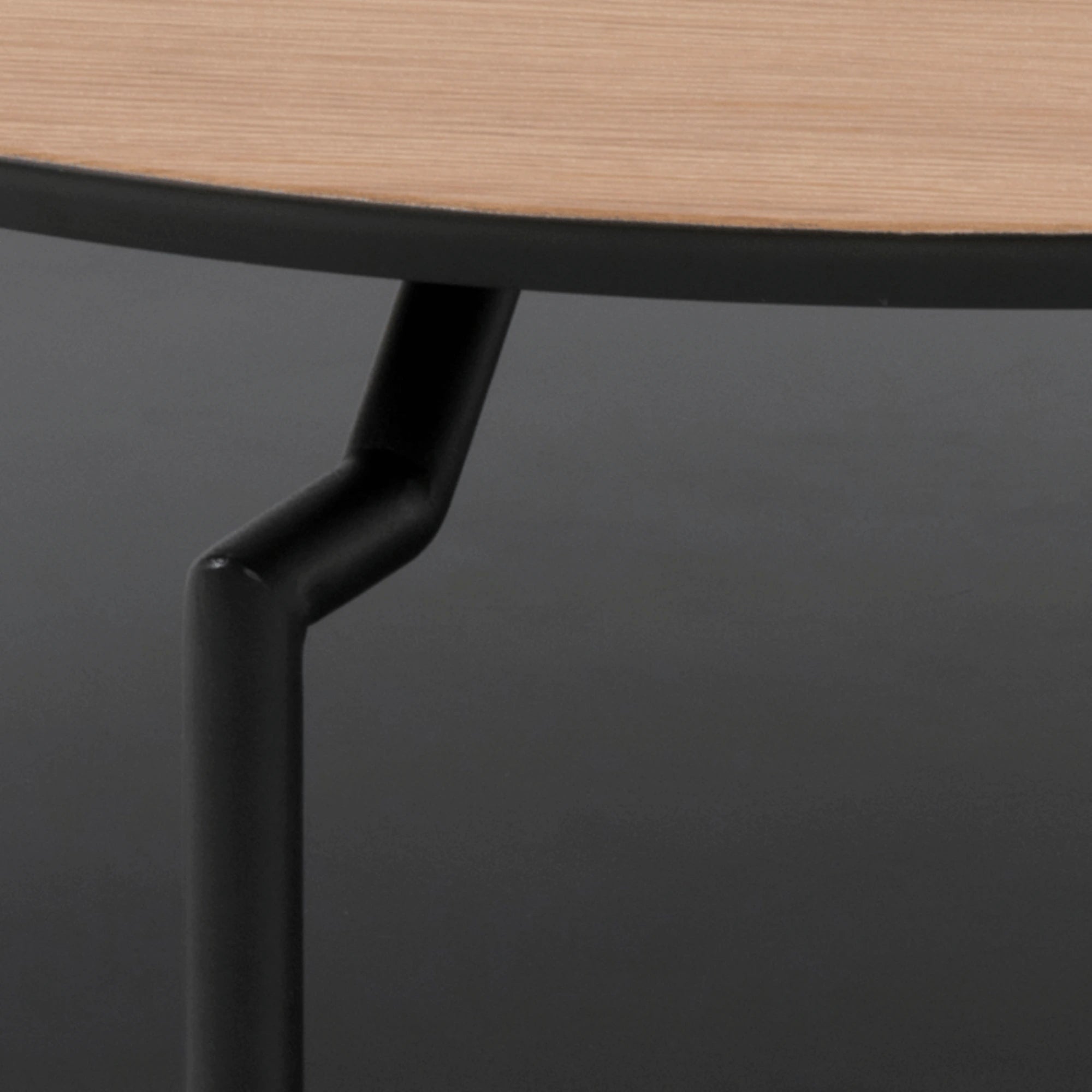 Hjem Design Gina Round Coffee Table, Natural Wood & Black