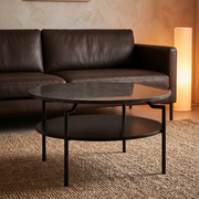 Hjem Design Ginley Round Coffee Table, Black