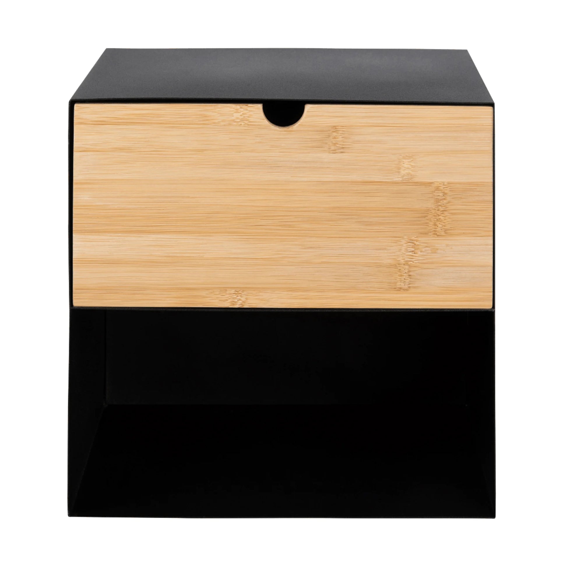 Hjem Design Jackson Bedside Table, Black & Natural Wood