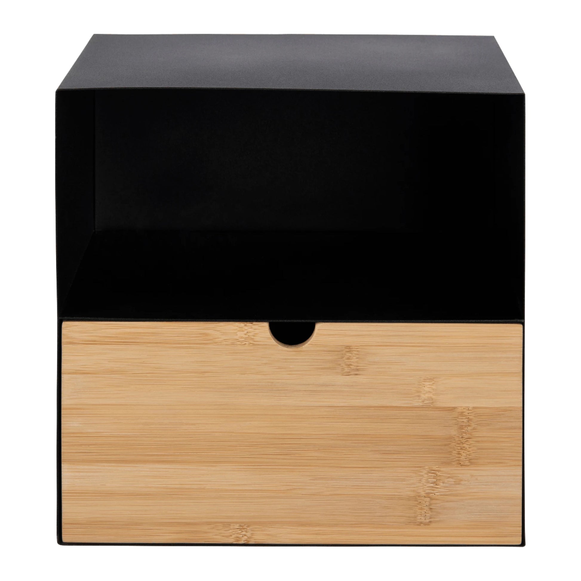 Hjem Design Jackson Bedside Table, Black & Natural Wood