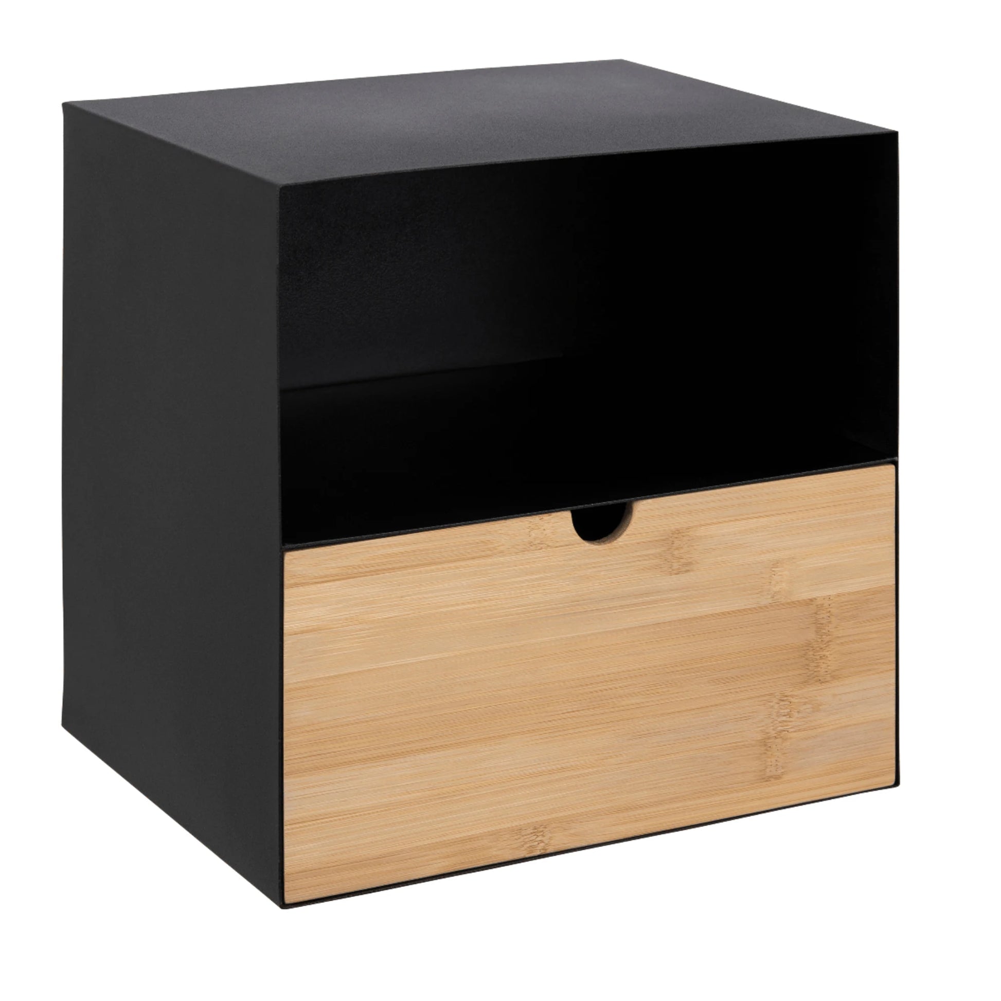 Hjem Design Jackson Bedside Table, Black & Natural Wood