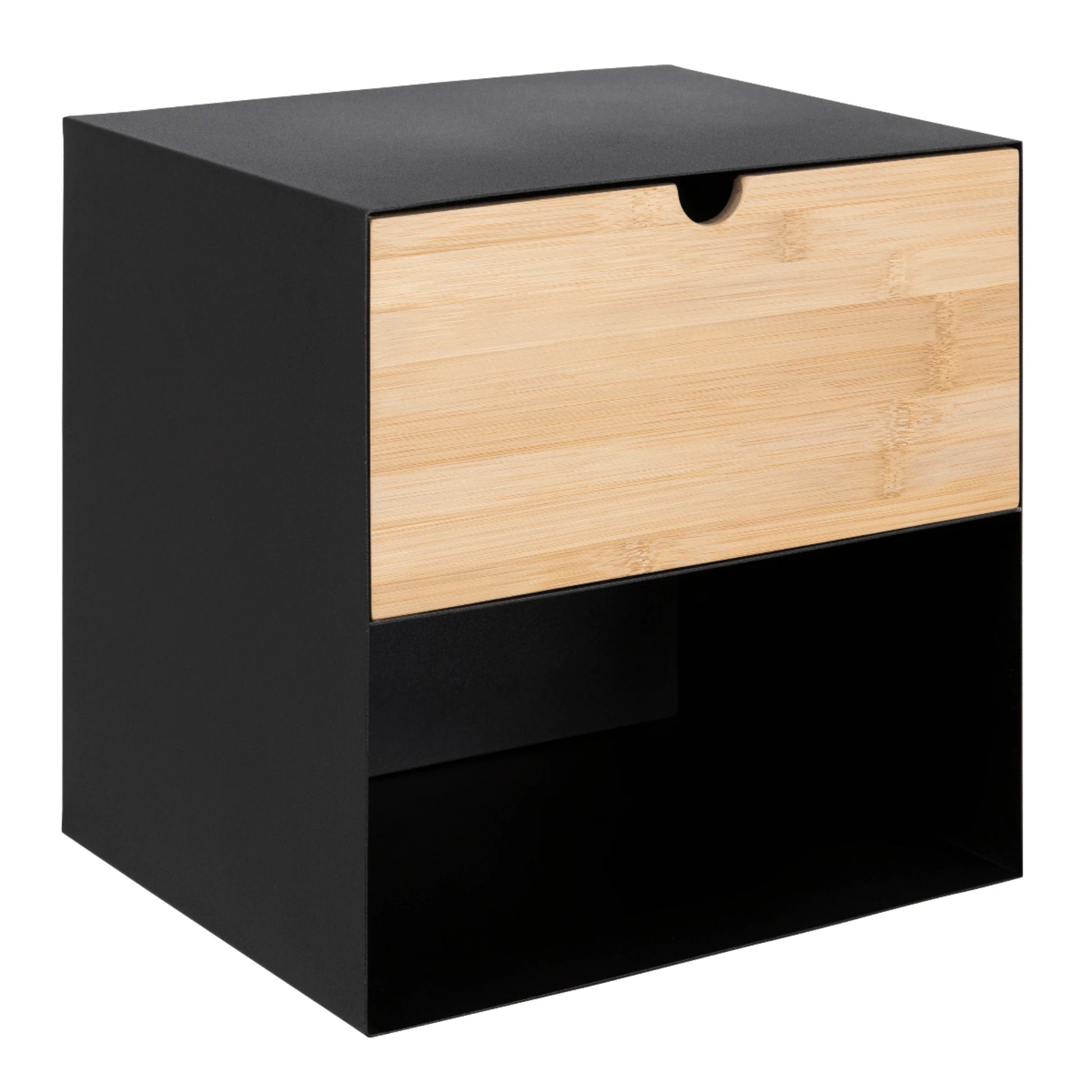 Hjem Design Jackson Bedside Table, Black & Natural Wood