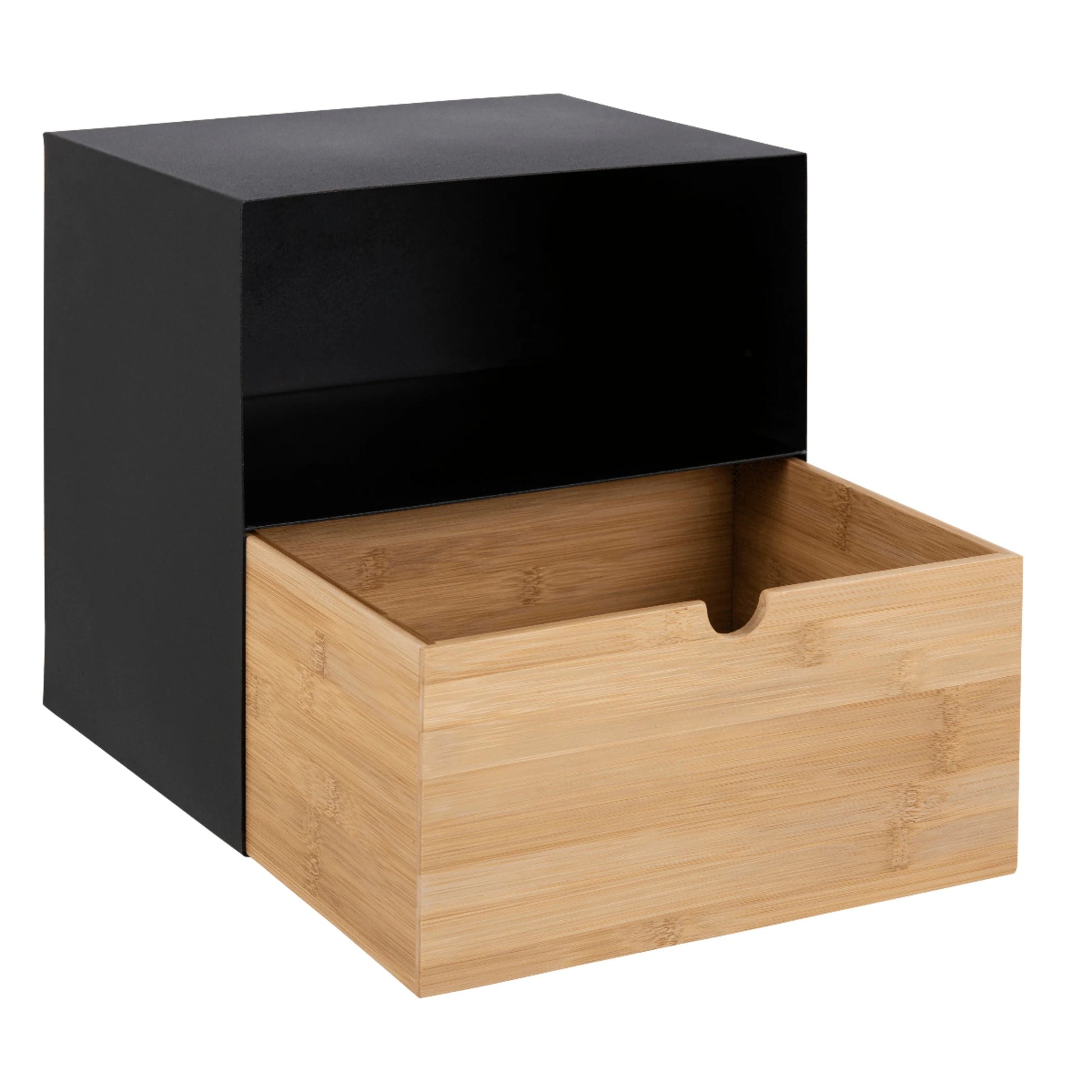 Hjem Design Jackson Bedside Table, Black & Natural Wood