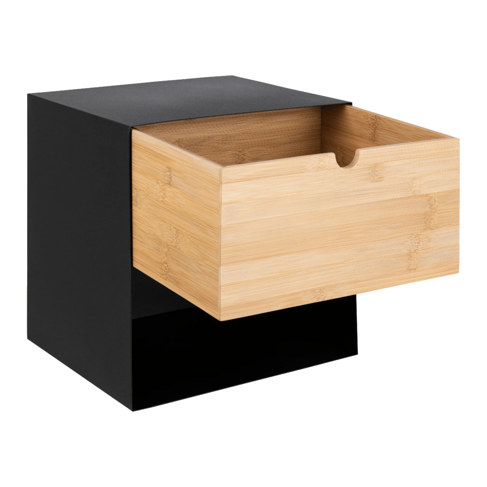 Hjem Design Jackson Bedside Table, Black & Natural Wood