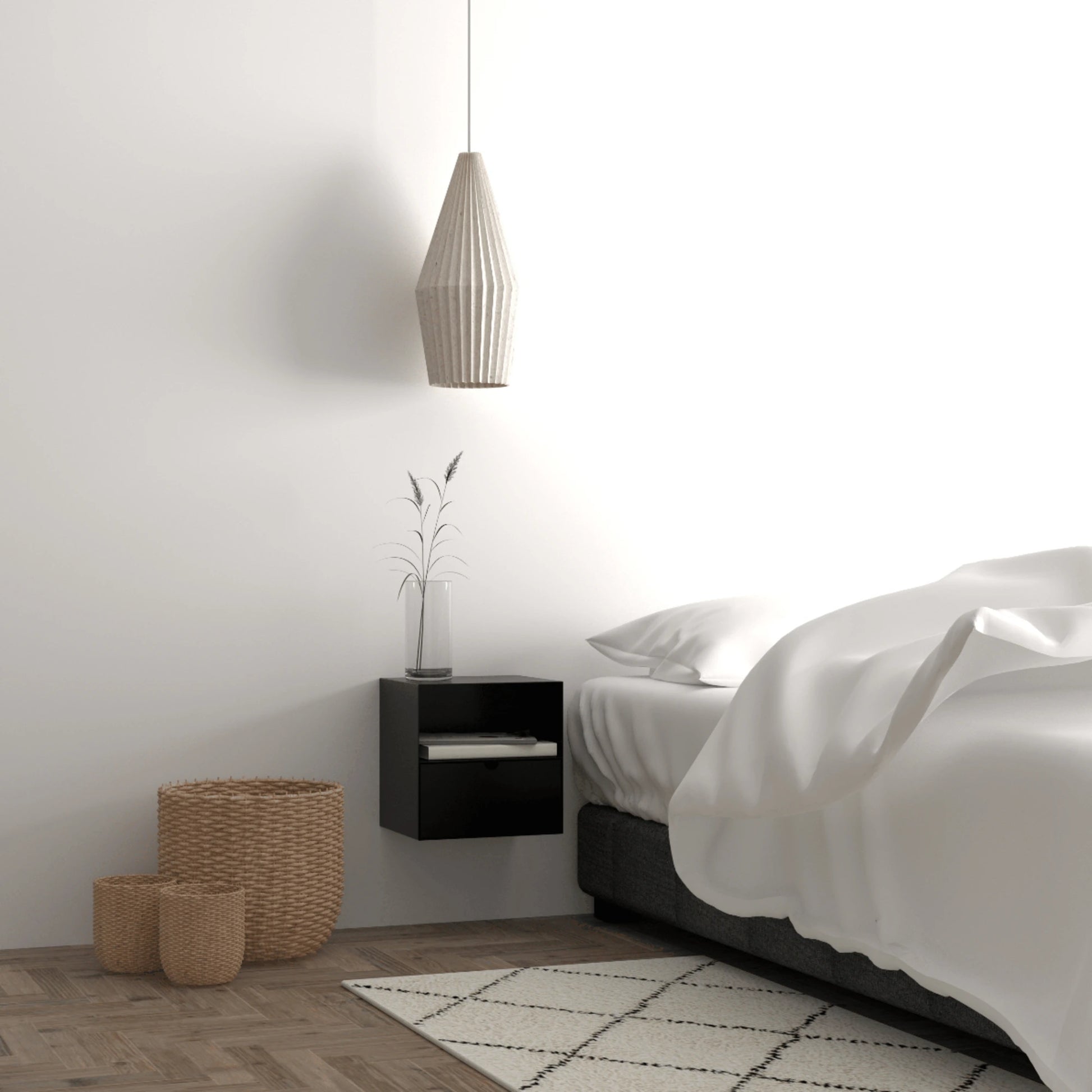Hjem Design Jackson Bedside Table, Black