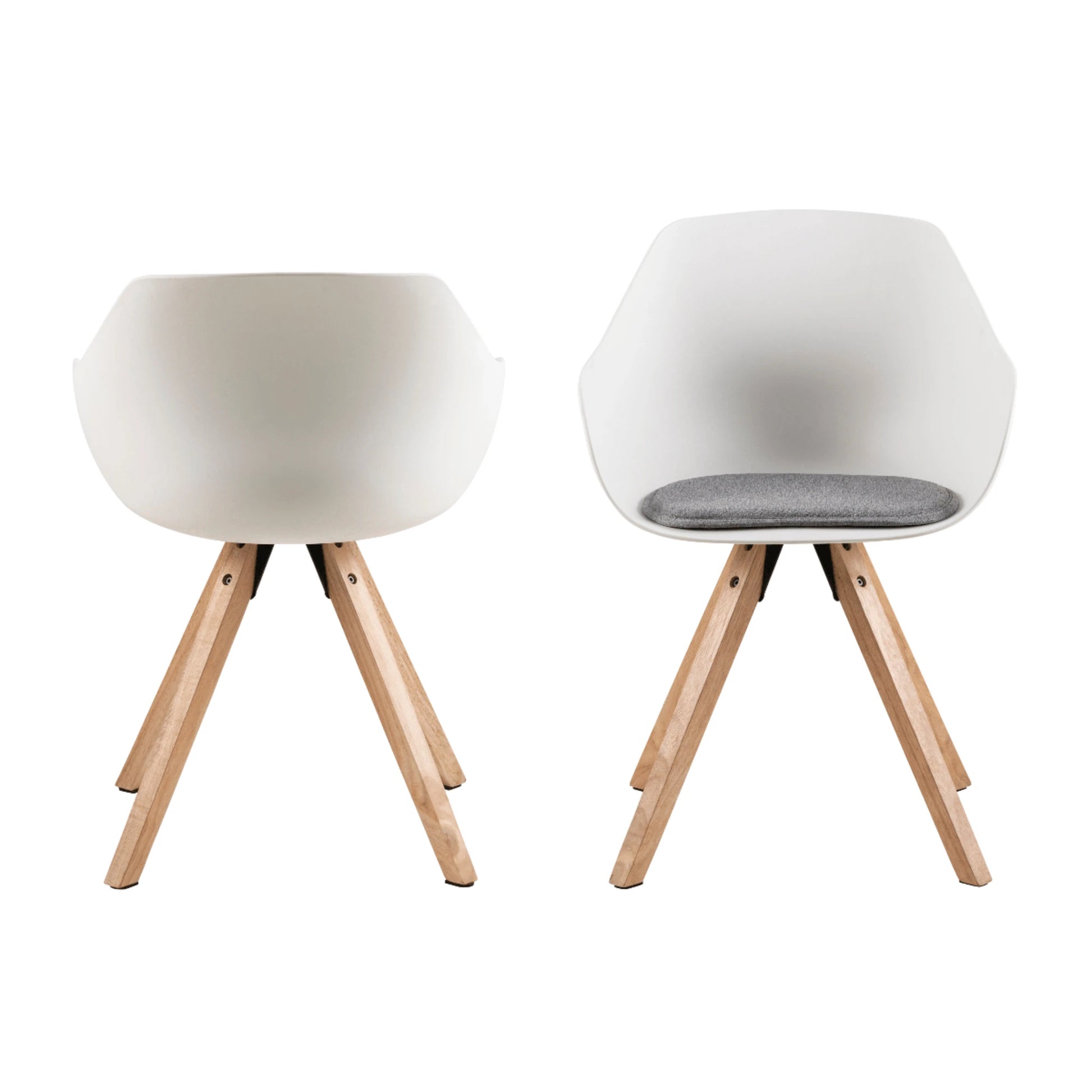 Hjem Design Milly Dining Chair with Armrest, Light Grey, Set of 2