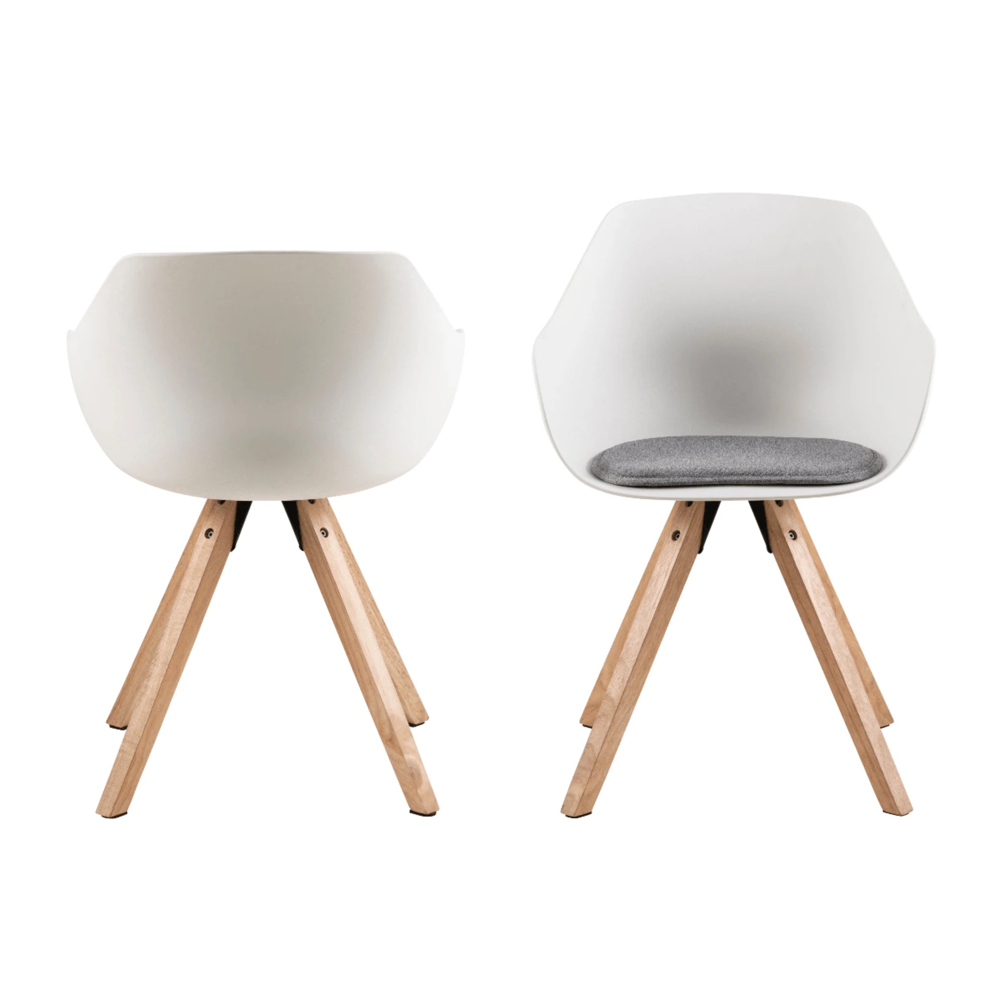 Hjem Design Milly Dining Chair with Armrest, Light Grey, Set of 2