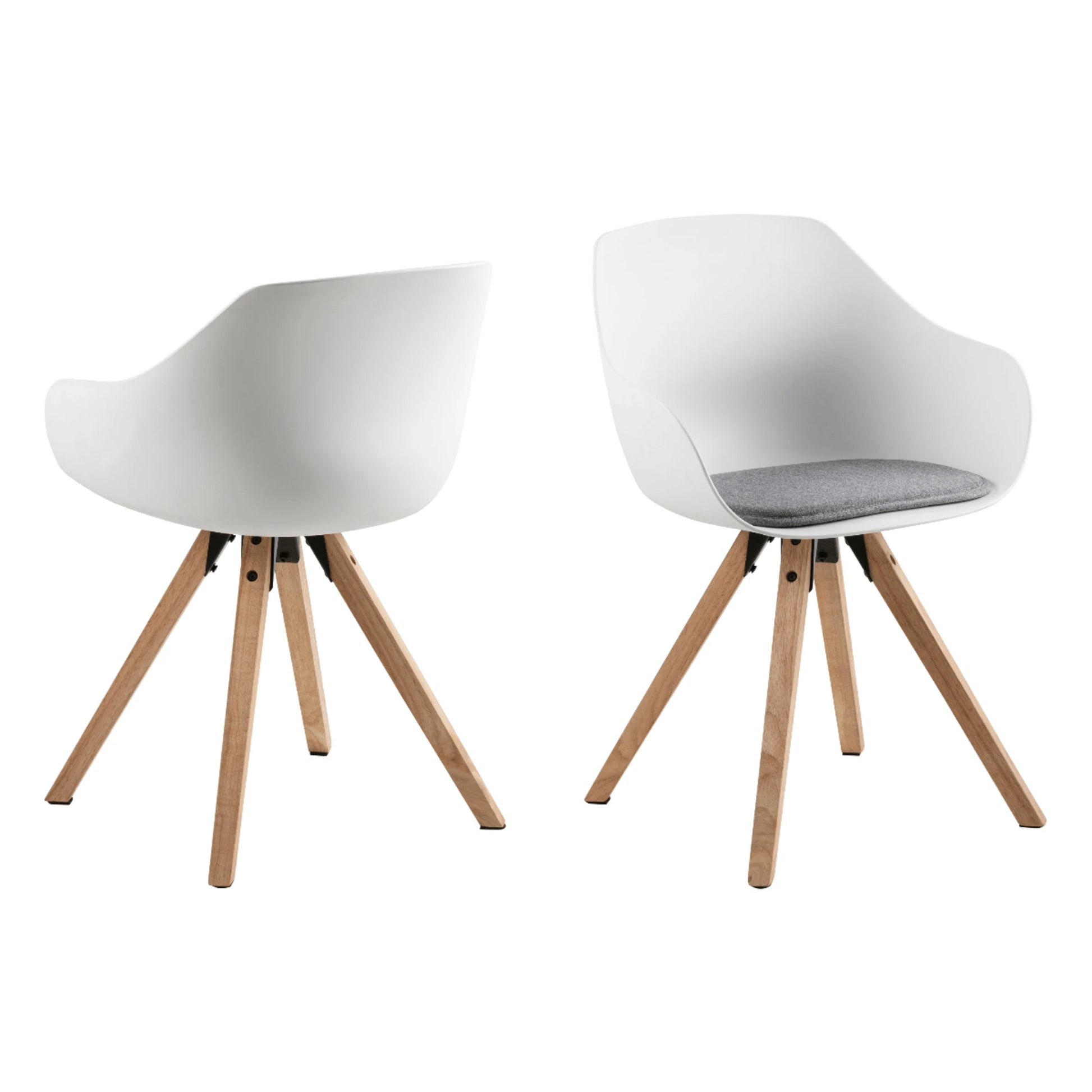 Hjem Design Milly Dining Chair with Armrest, Light Grey, Set of 2