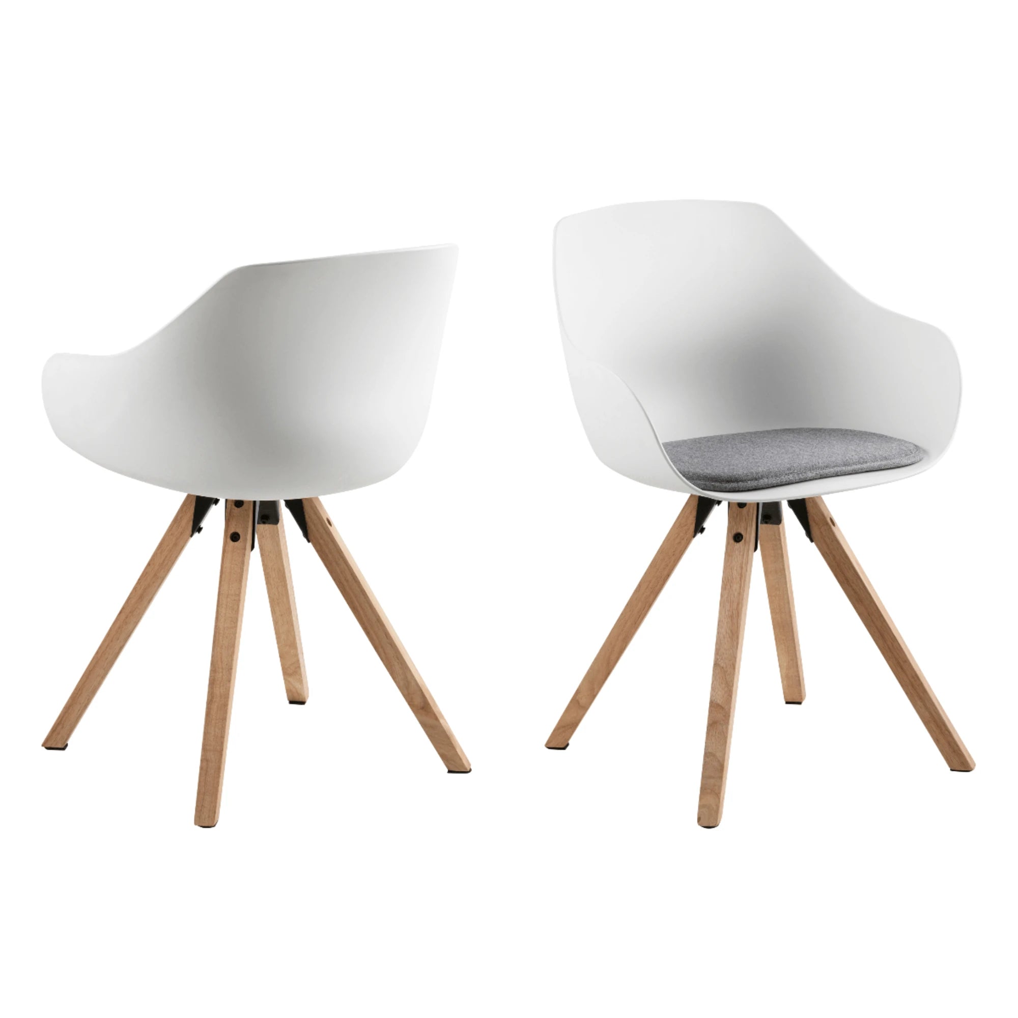 Hjem Design Milly Dining Chair with Armrest, Light Grey, Set of 2