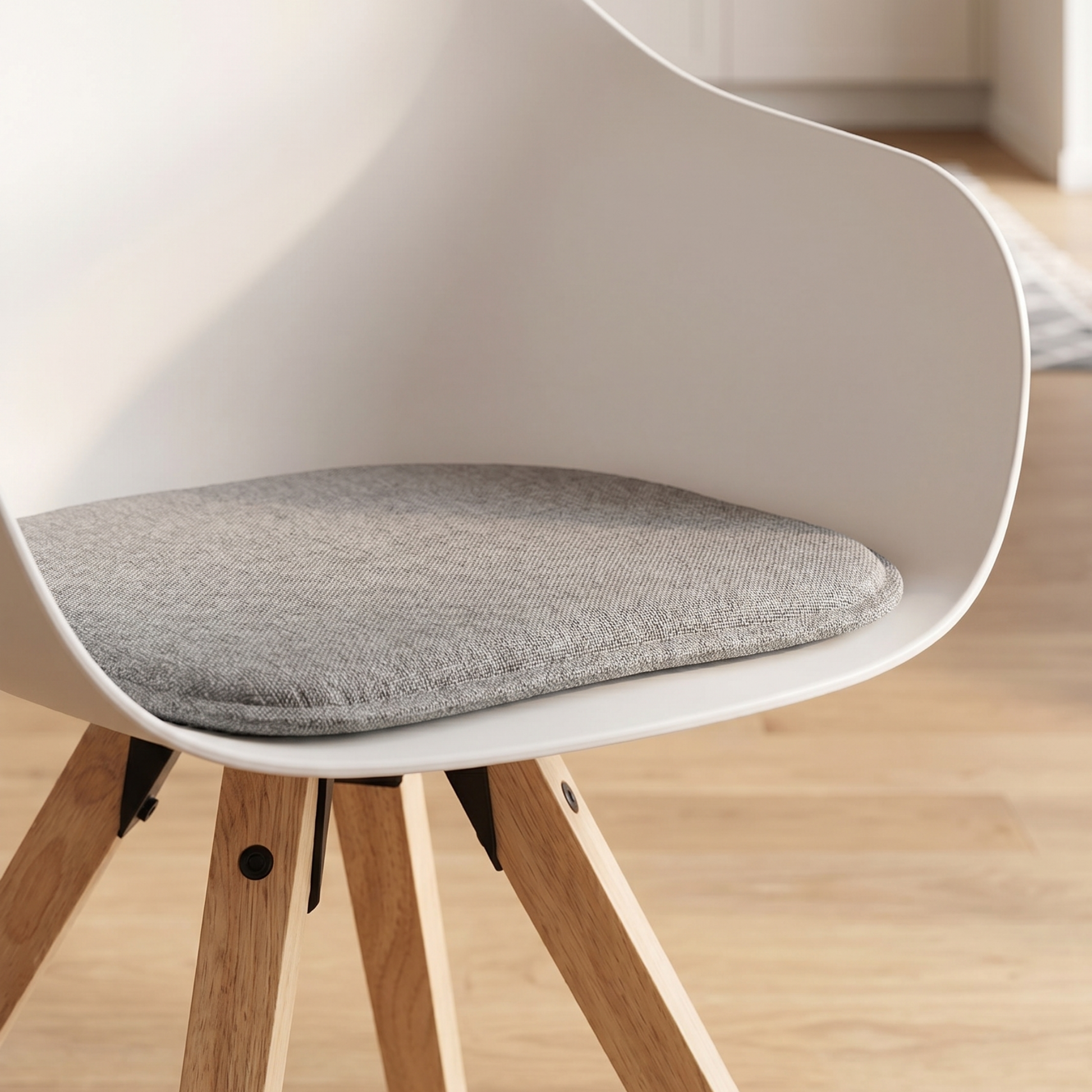 Hjem Design Millen Dining Chair with Armrest, Light Grey, Set of 2