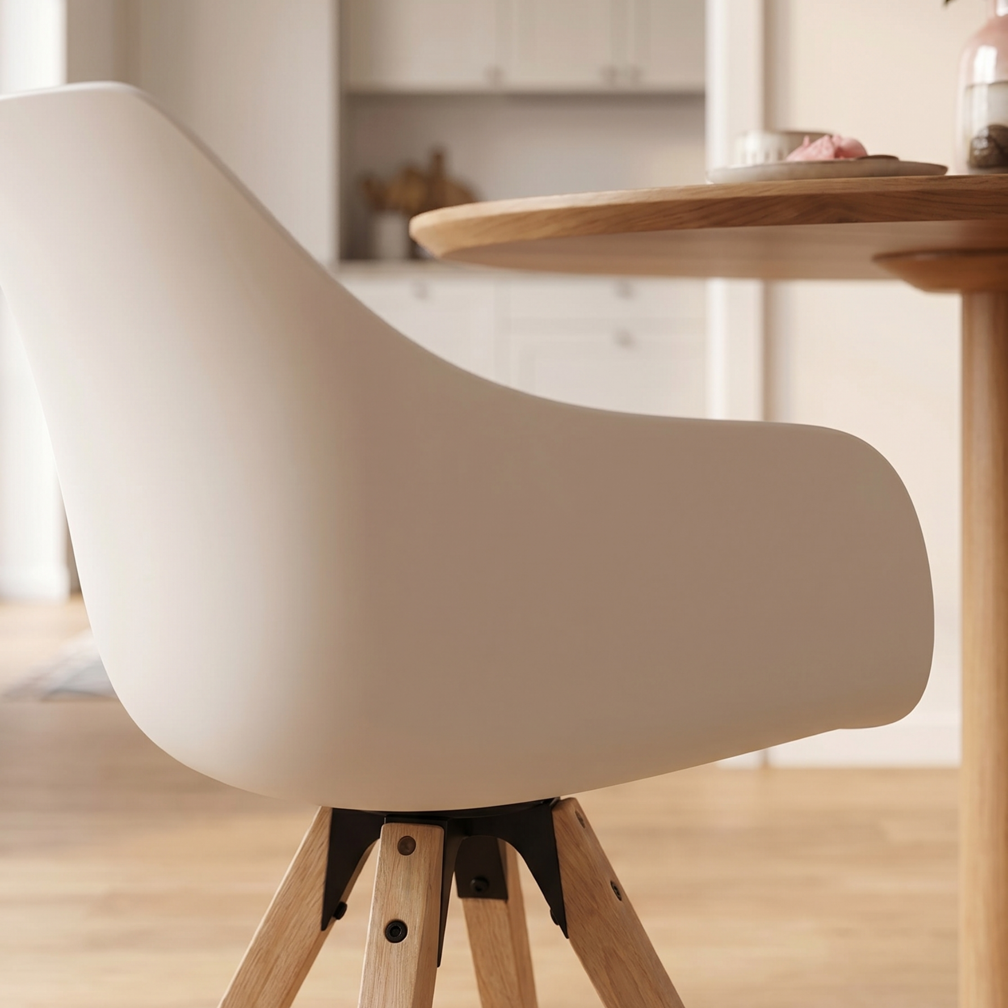Hjem Design Millen Dining Chair with Armrest, Light Grey, Set of 2