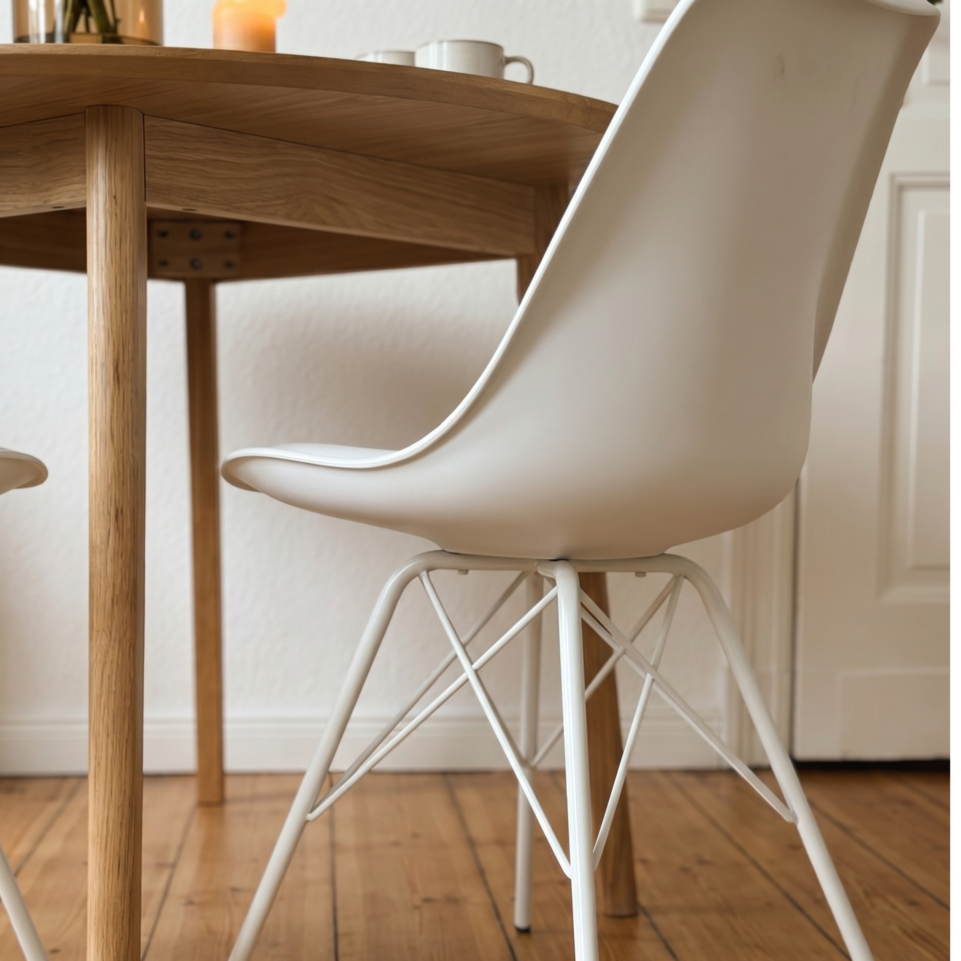 Hjem Design Nyra Dining Chair, White, Set of 2