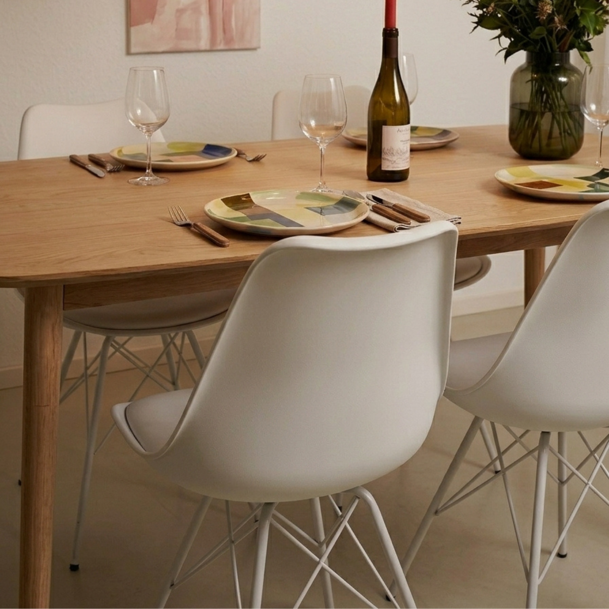Hjem Design Nyra Dining Chair, White, Set of 2