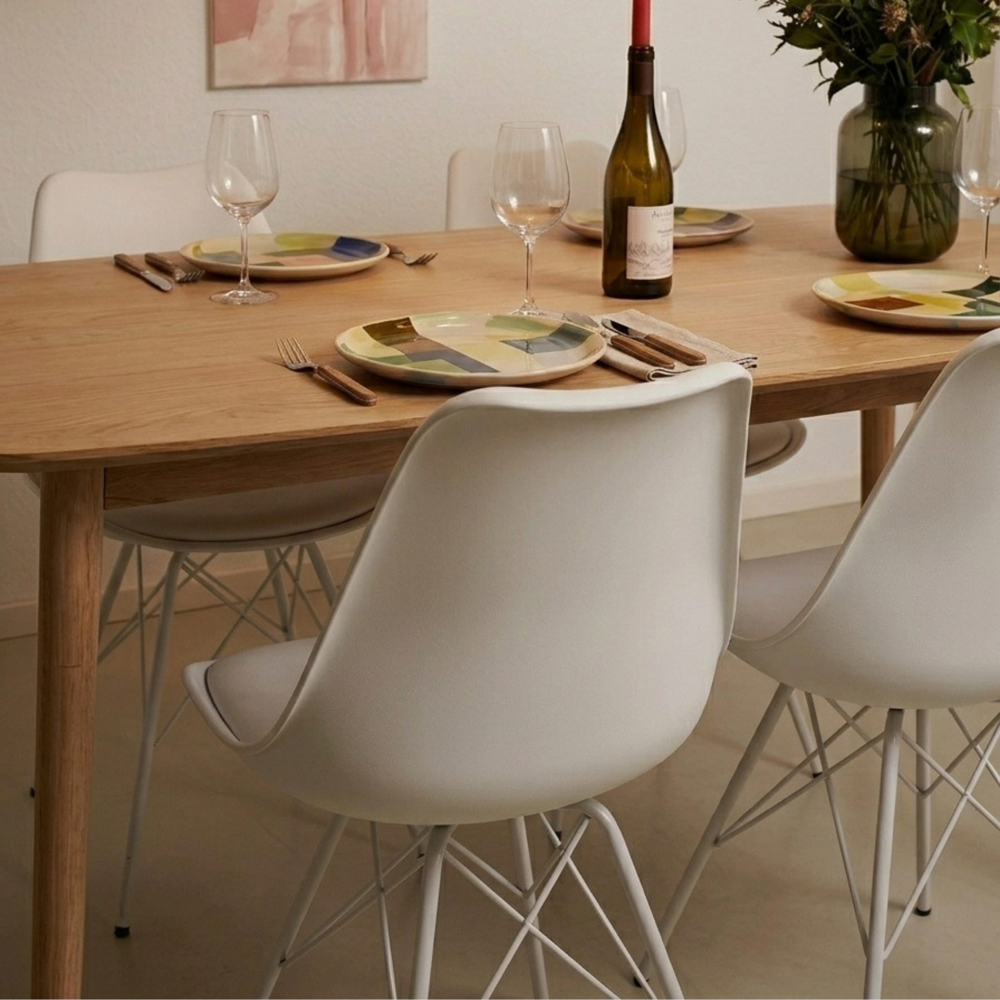 Hjem Design Nyra Dining Chair, White, Set of 2