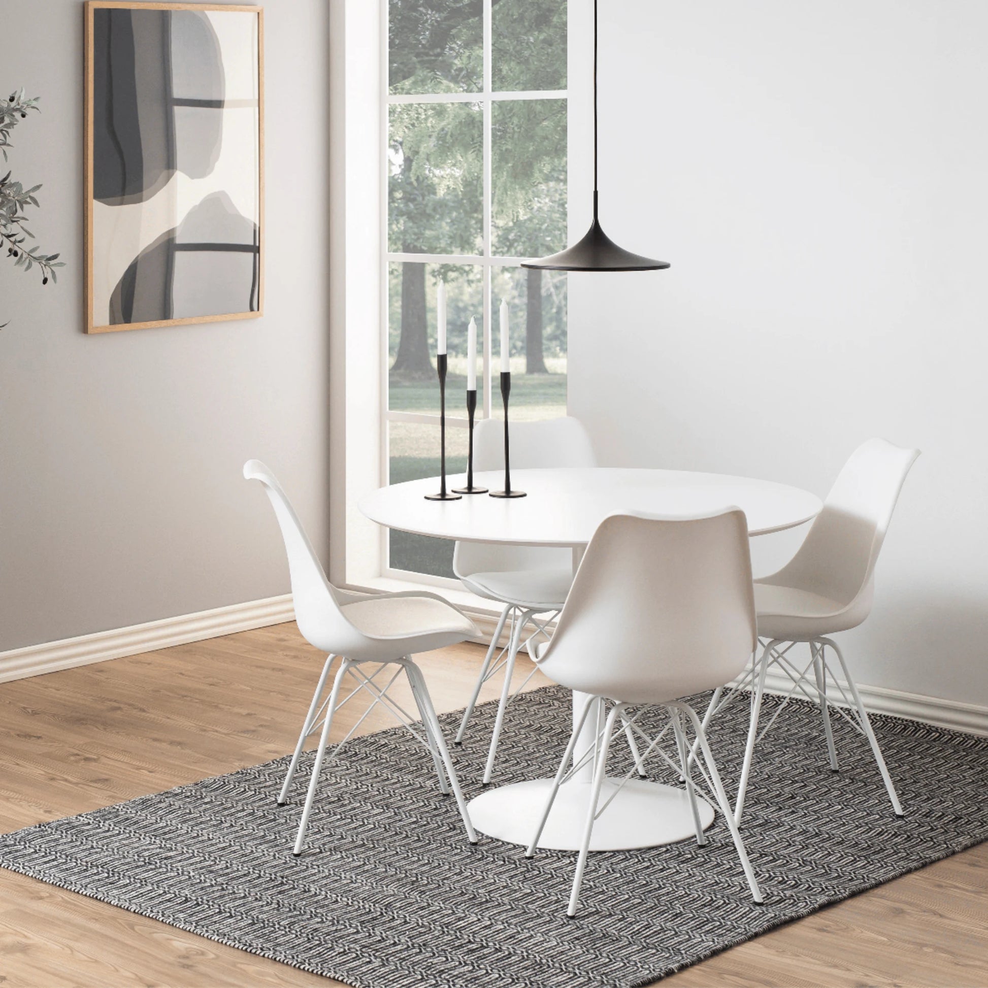 Hjem Design Nyx Dining Chair, White, Set of 2