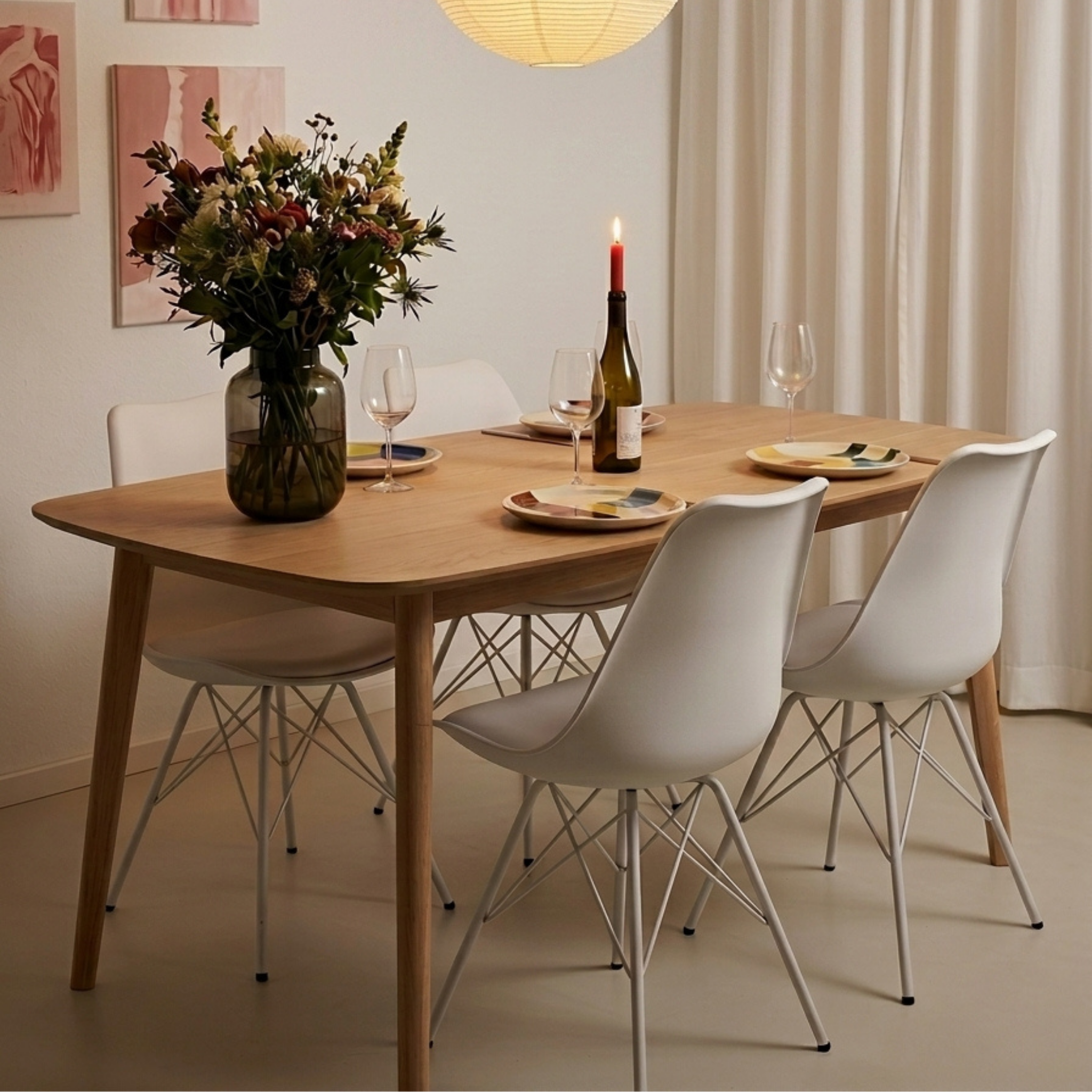 Hjem Design Nyra Dining Chair, White, Set of 2
