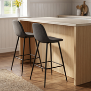 Hjem Design Vernel Counter Stool, Grey, Set of 2