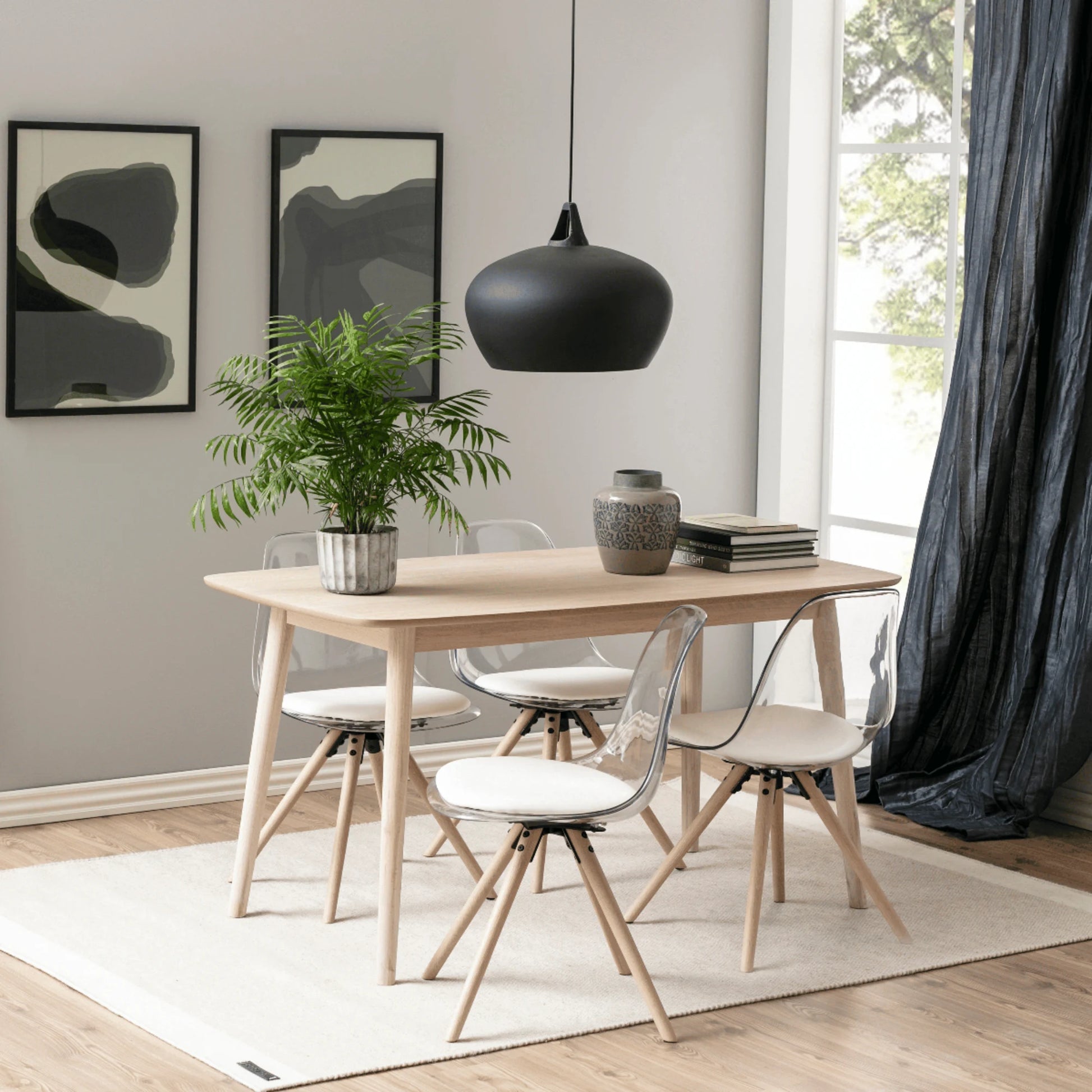 Hjem Design Yuno 4-Seater Dining Table, Natural Wood