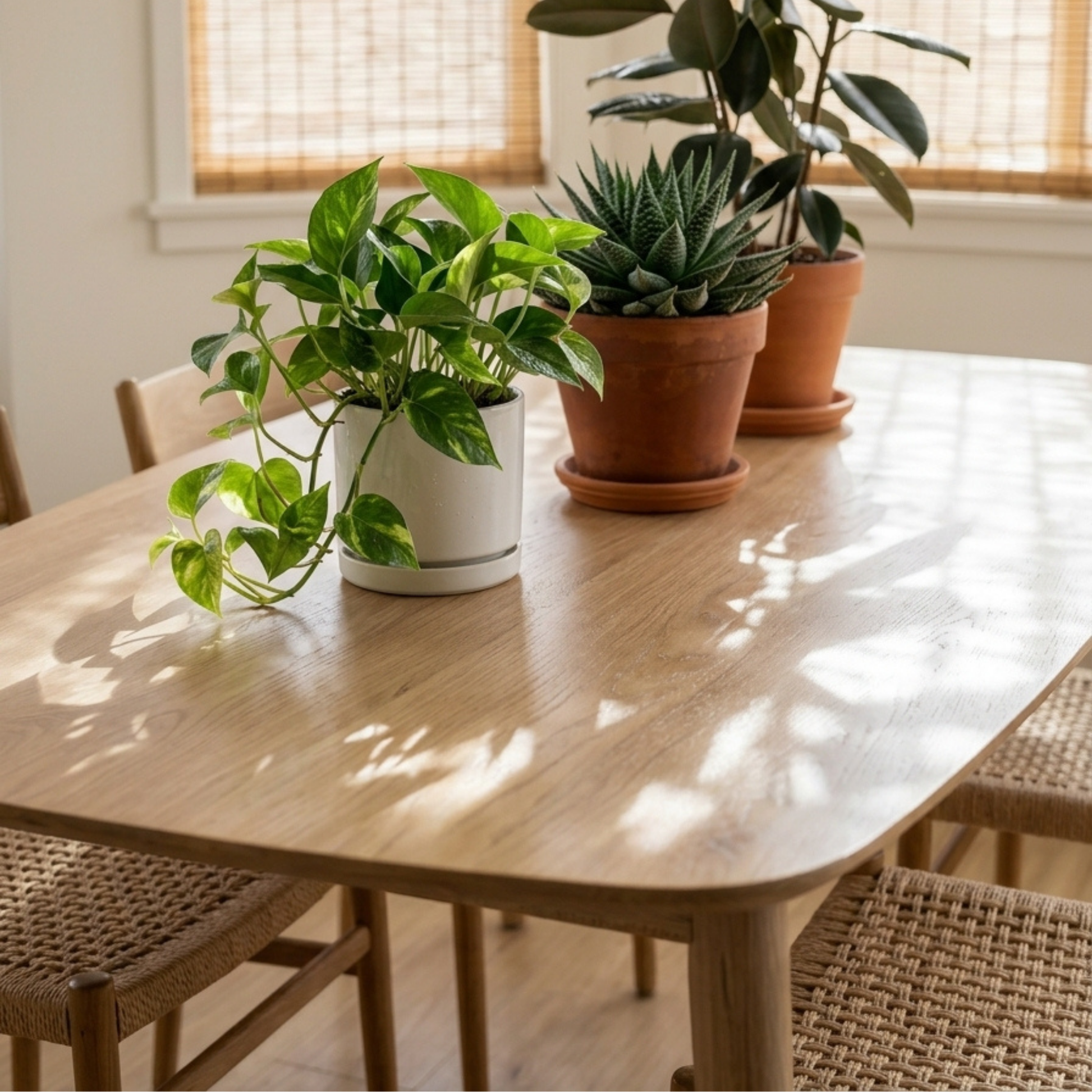 Hjem Design Yuno 4-Seater Dining Table, Natural Wood