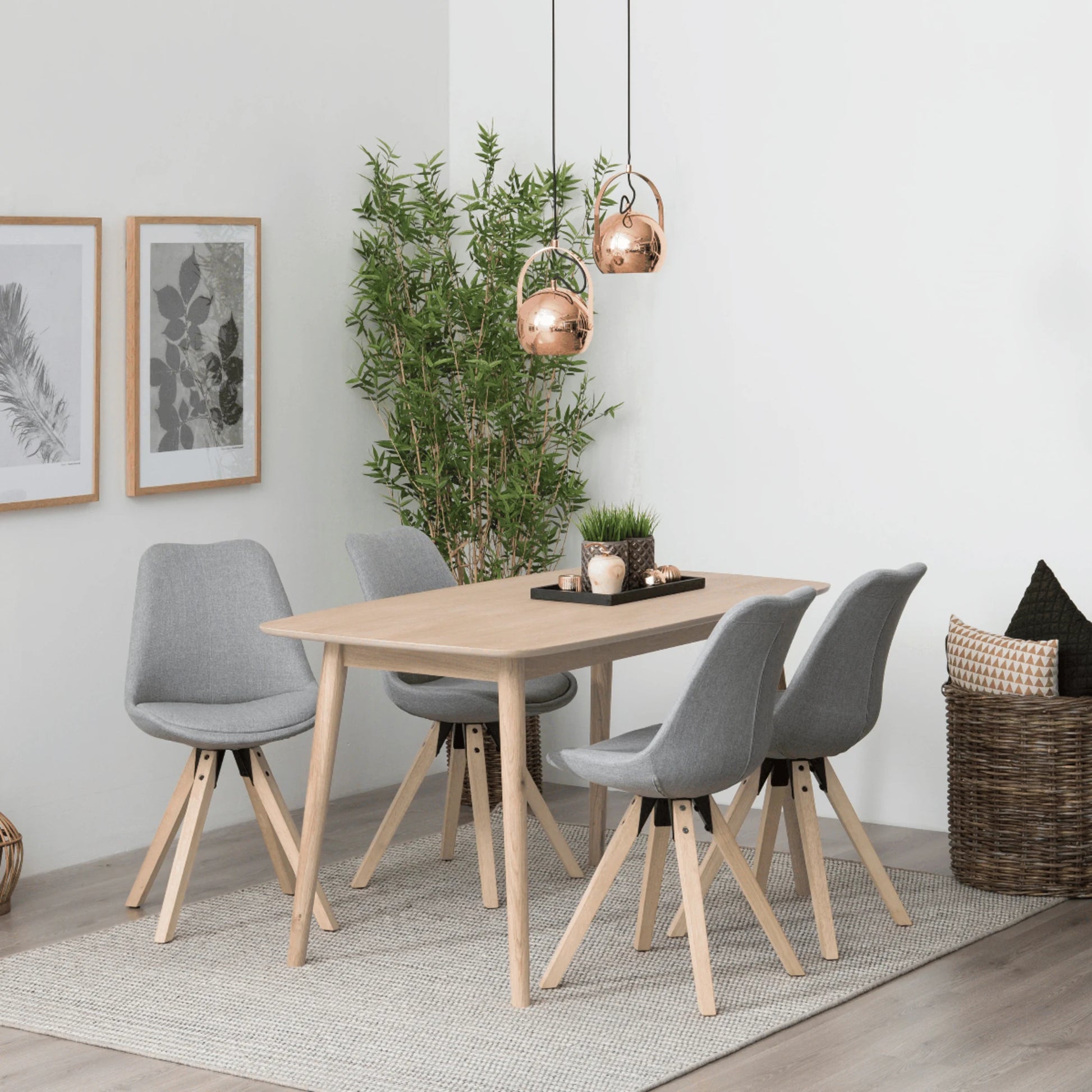 Hjem Design Yuno 4-Seater Dining Table, Natural Wood