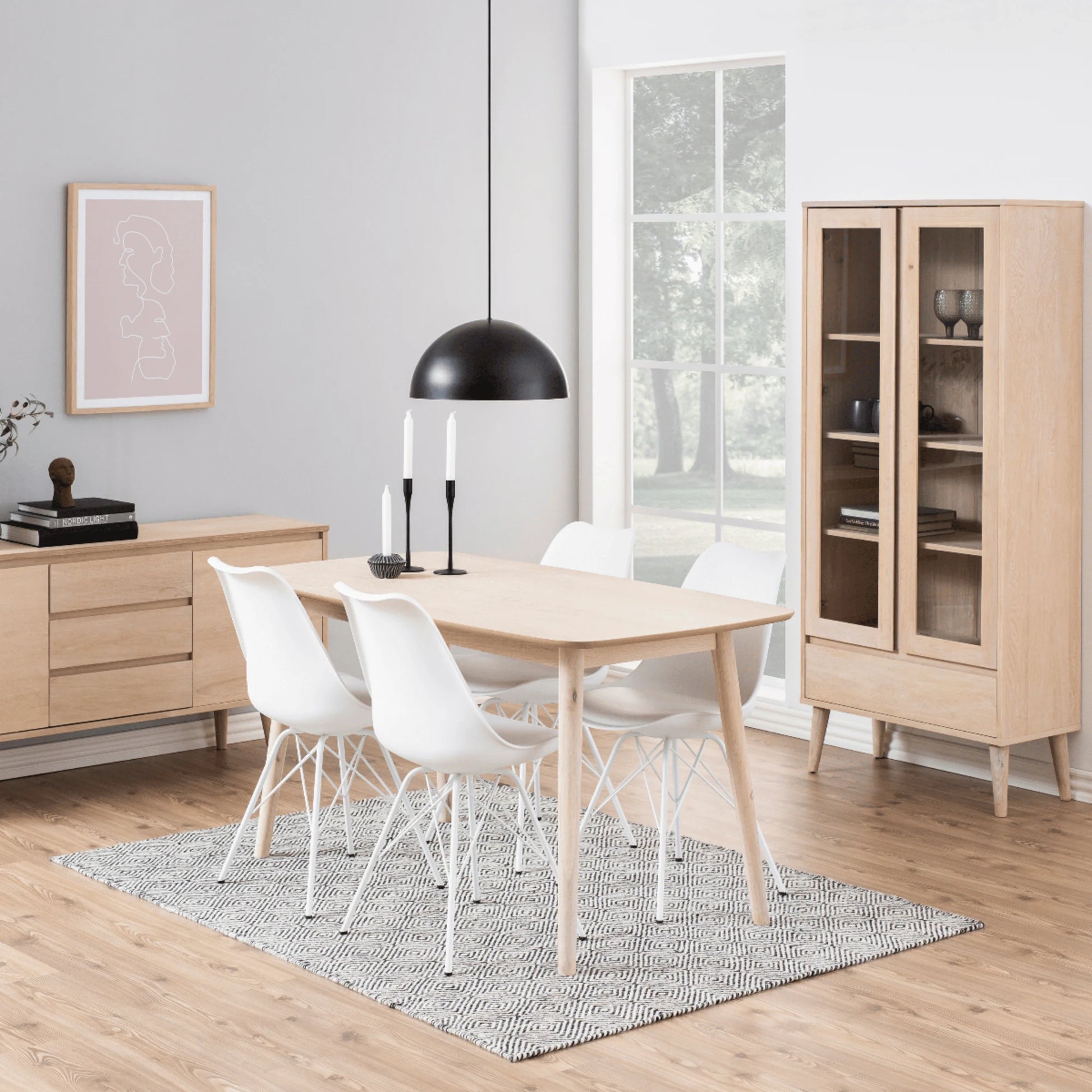 Hjem Design Yuno 4-Seater Dining Table, Natural Wood