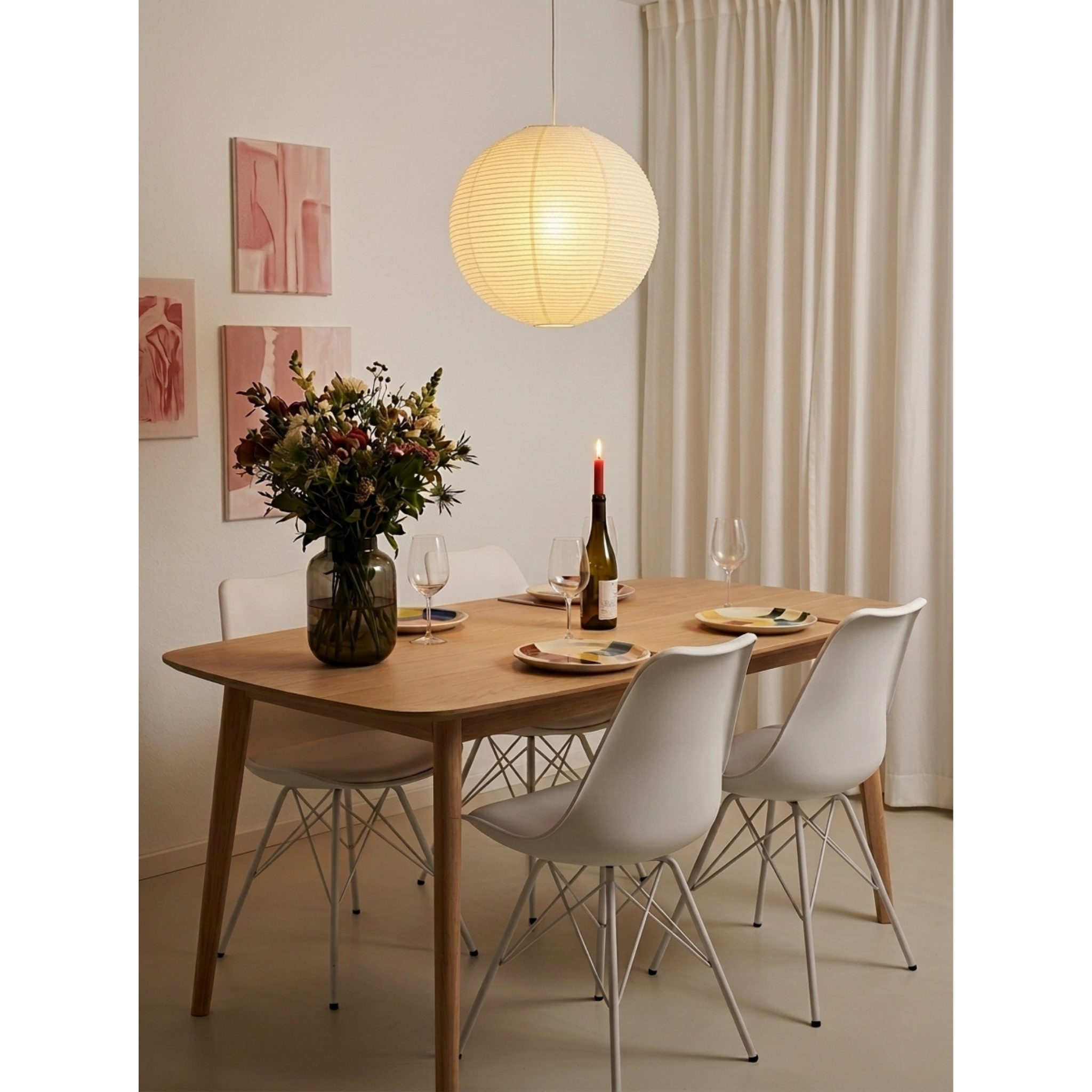 Hjem Design Yuno 4-Seater Dining Table, Natural Wood