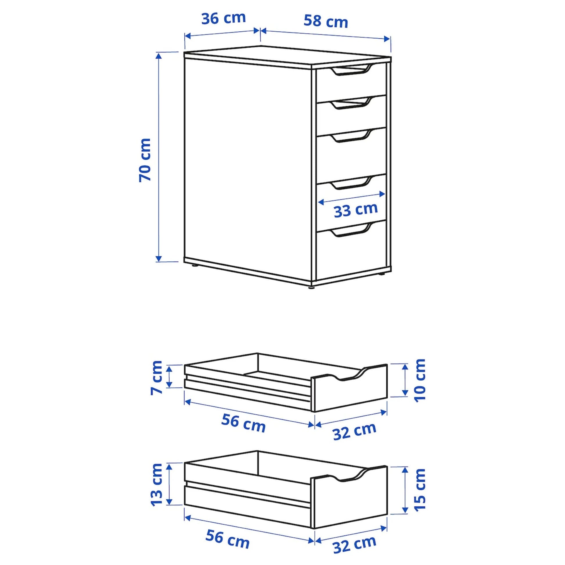 IKEA ALEX Drawer Unit 36x70cm White