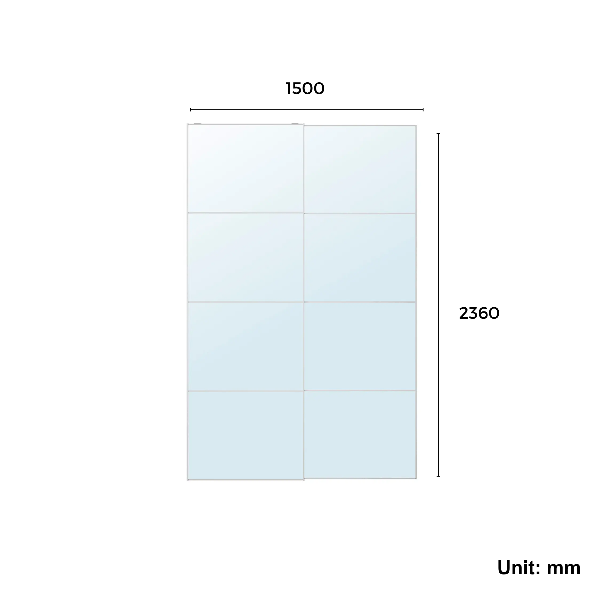 Wardrobe 4 Sliding Door Panels with Mirror Glass, 150x236cm (Ikea AULI)