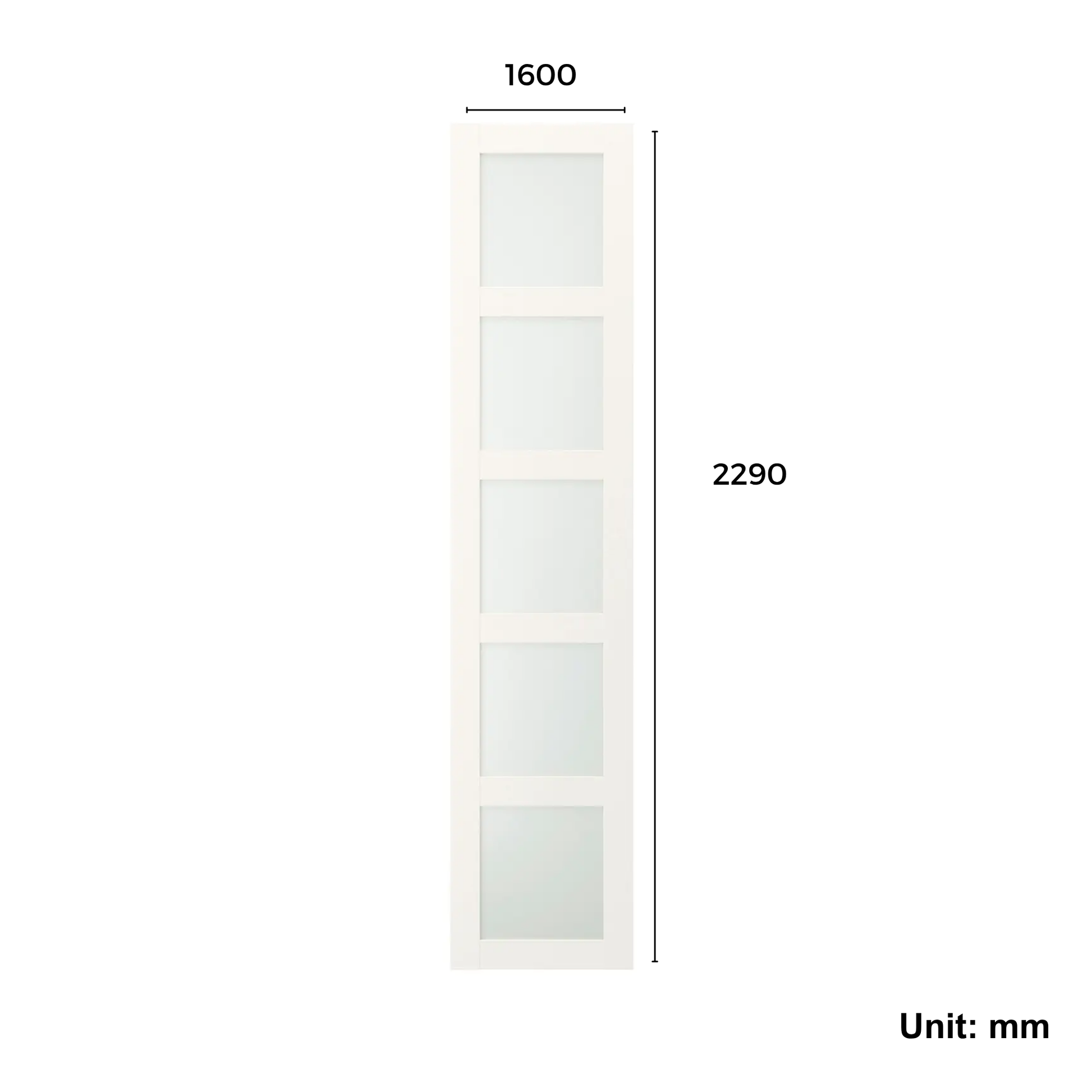 Wardrobe Door, Frosted Glass, White Size 50x229 cm (Ikea BERGSBO)