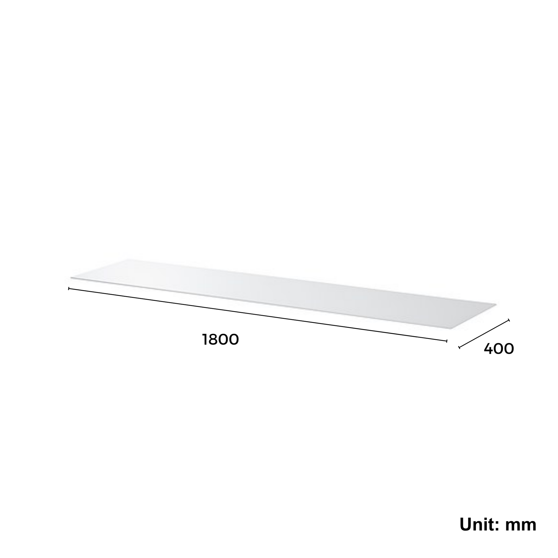 Top Panel 180x40cm Glass White (Ikea BESTA)