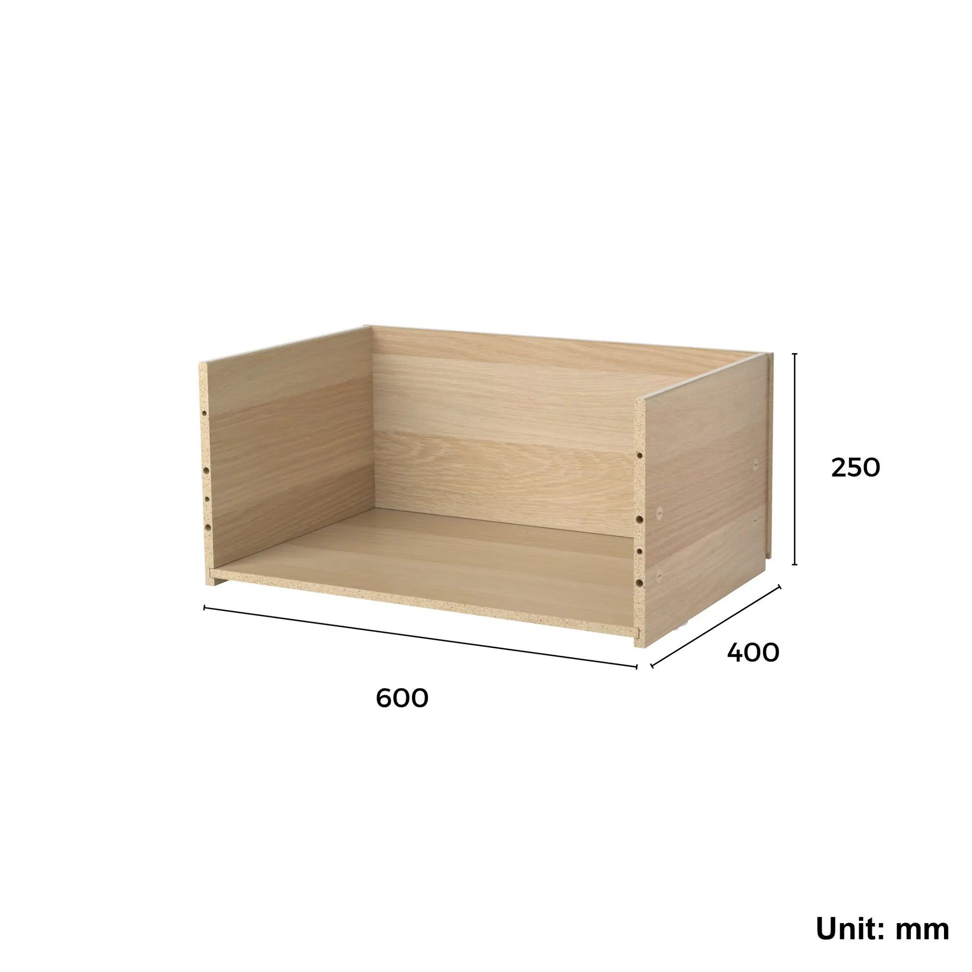 Drawer Frame 60x25x40cm White Stained Oak Effect (Ikea BESTA)