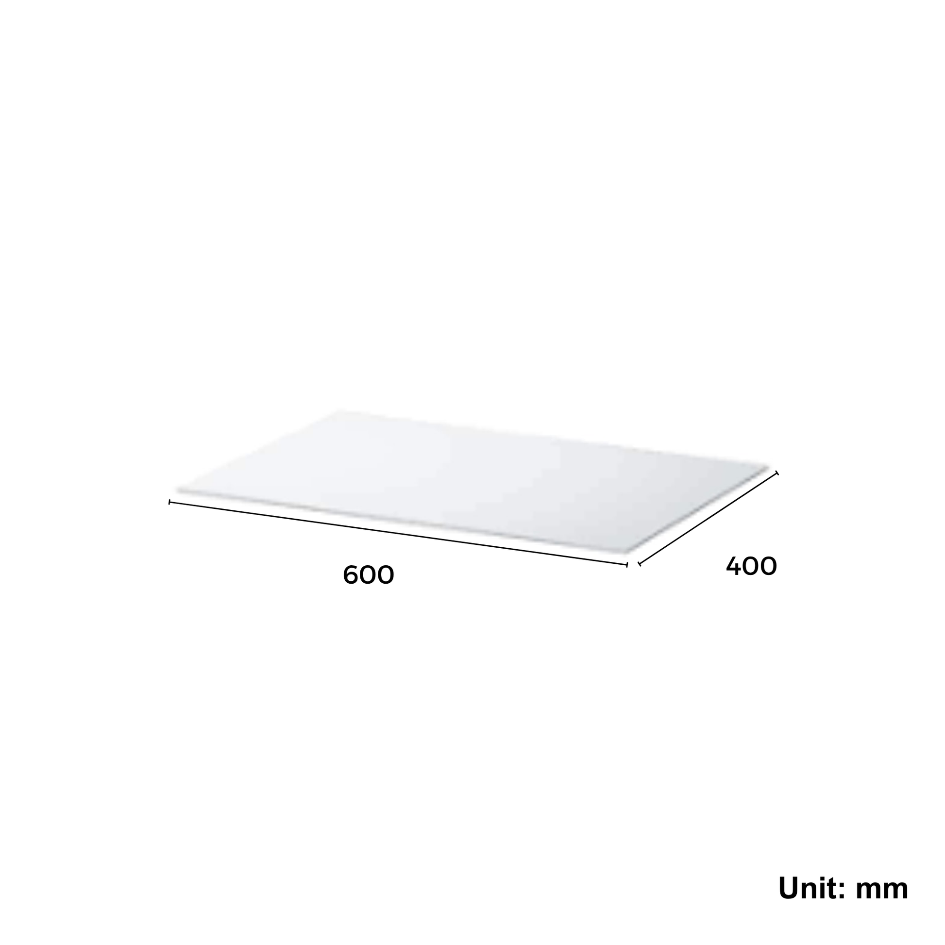 Top Panel, Glass White 60x40cm (Ikea BESTA)