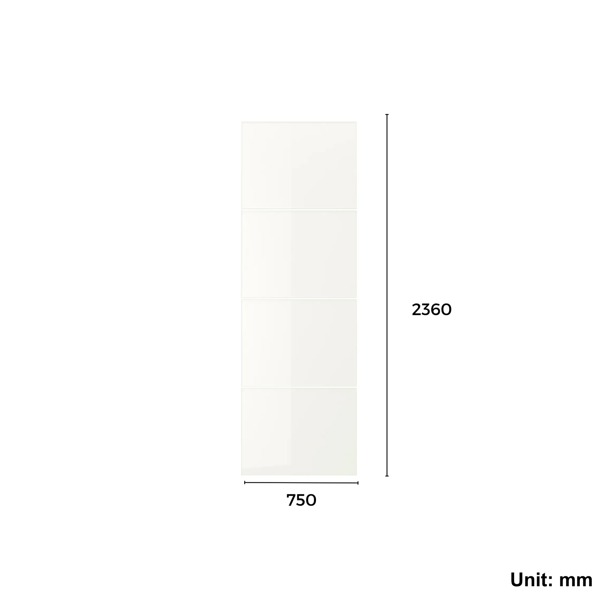 Wardrobe Sliding Door 75x236cm White Glass (Ikea FARVIK)