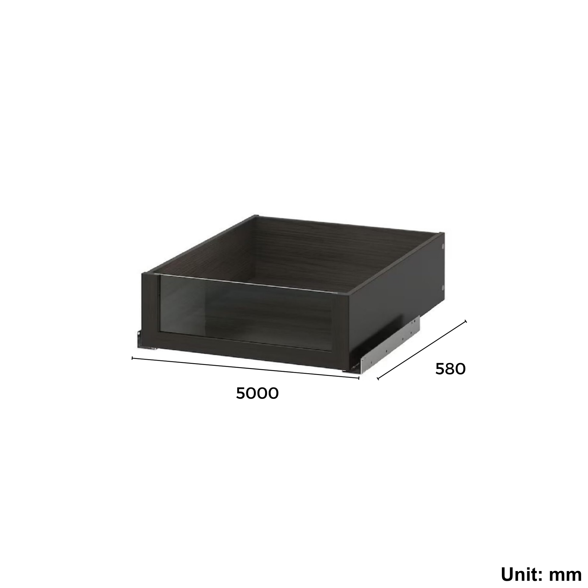 Wardrobe Drawer With Glass Front 50x58cm Black-Brown (Ikea KOMPLEMENT)