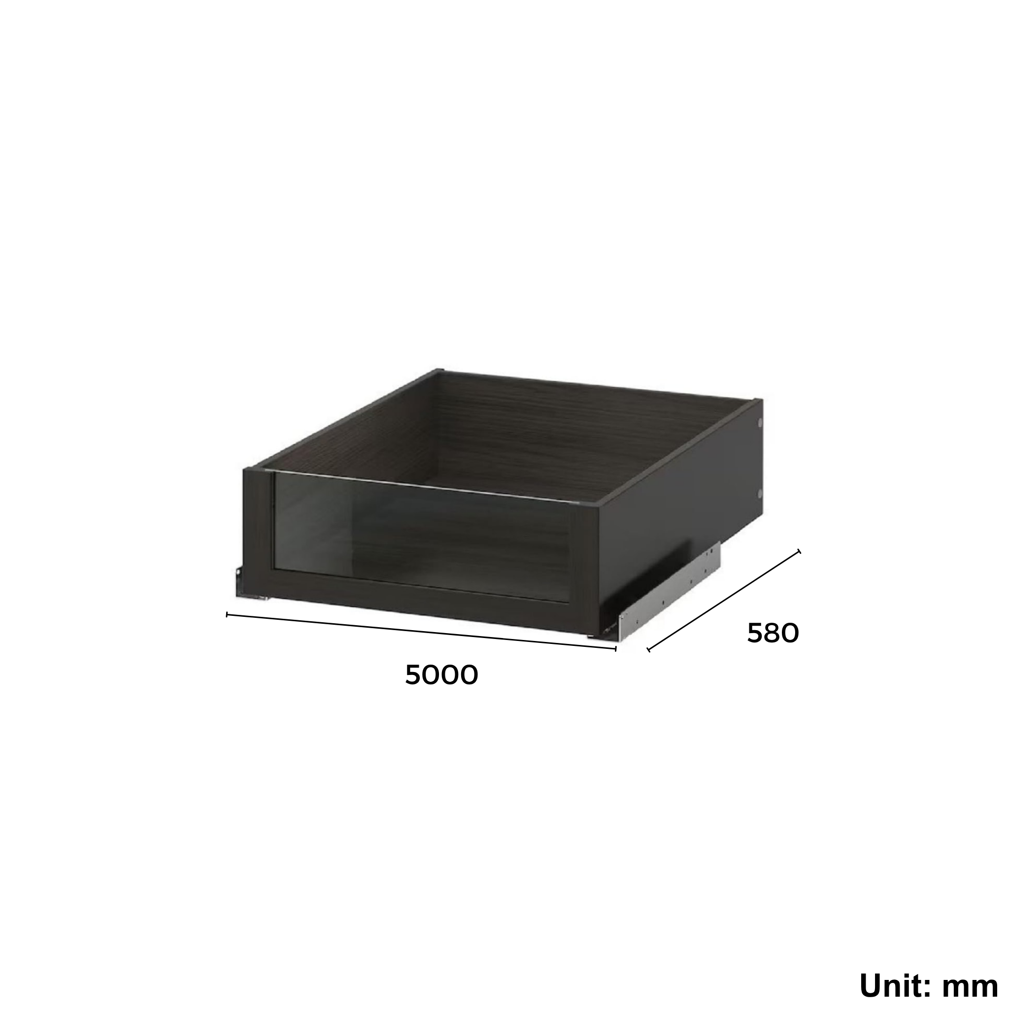 Wardrobe Drawer With Glass Front 50x58cm Black-Brown (Ikea KOMPLEMENT)
