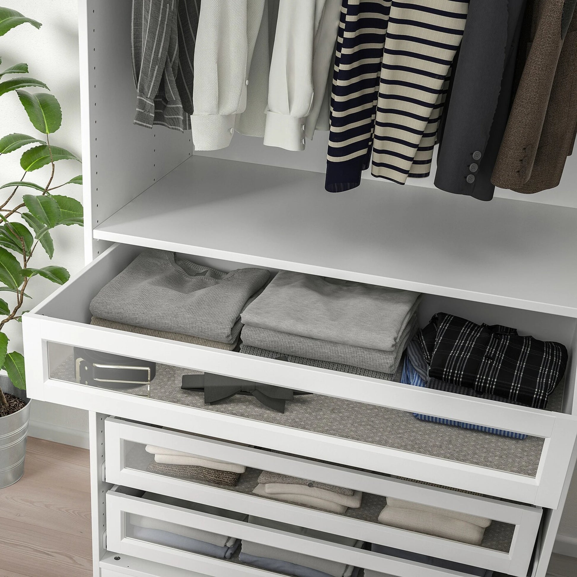 IKEA KOMPLEMENT Drawer with glass front, White