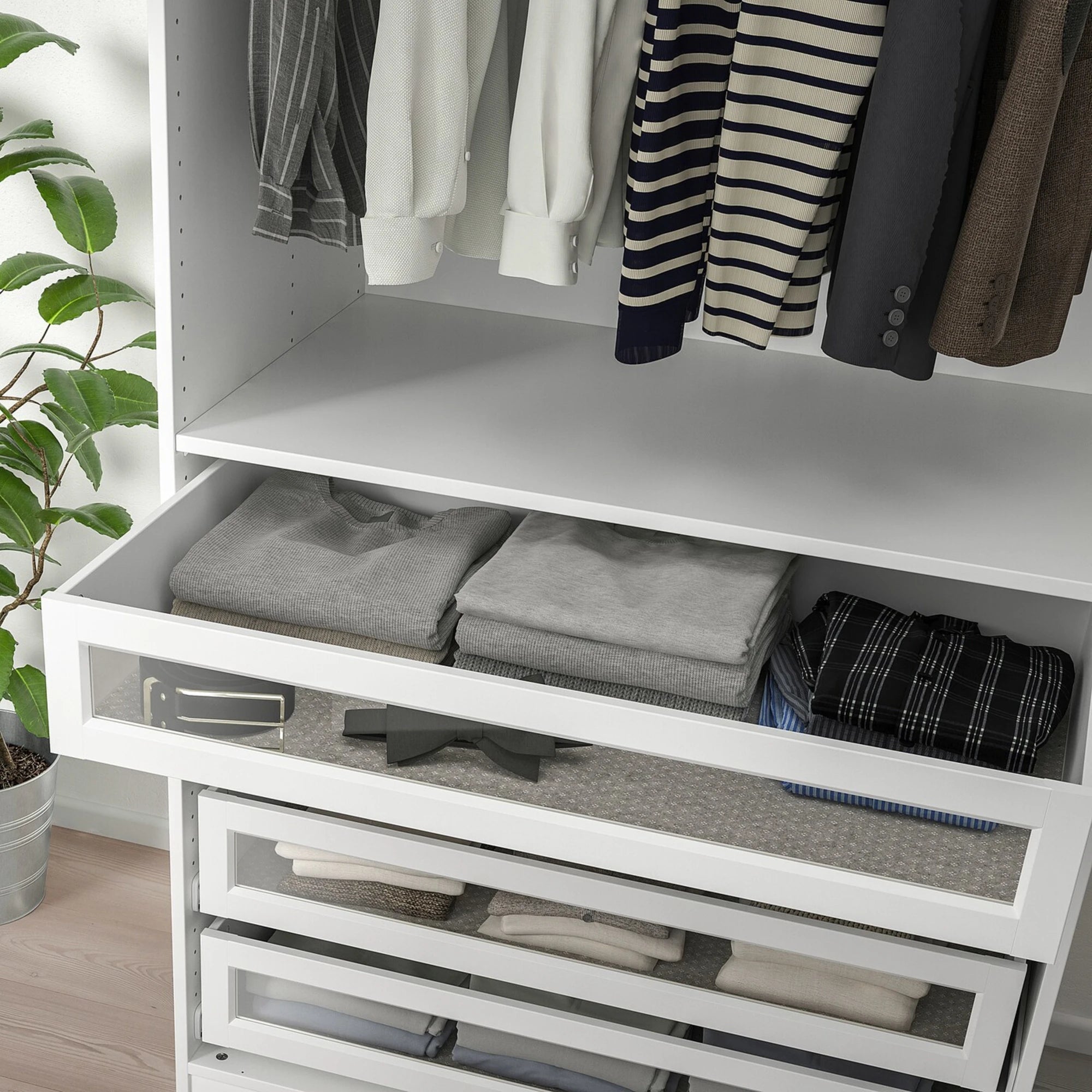 IKEA KOMPLEMENT Drawer with glass front, White