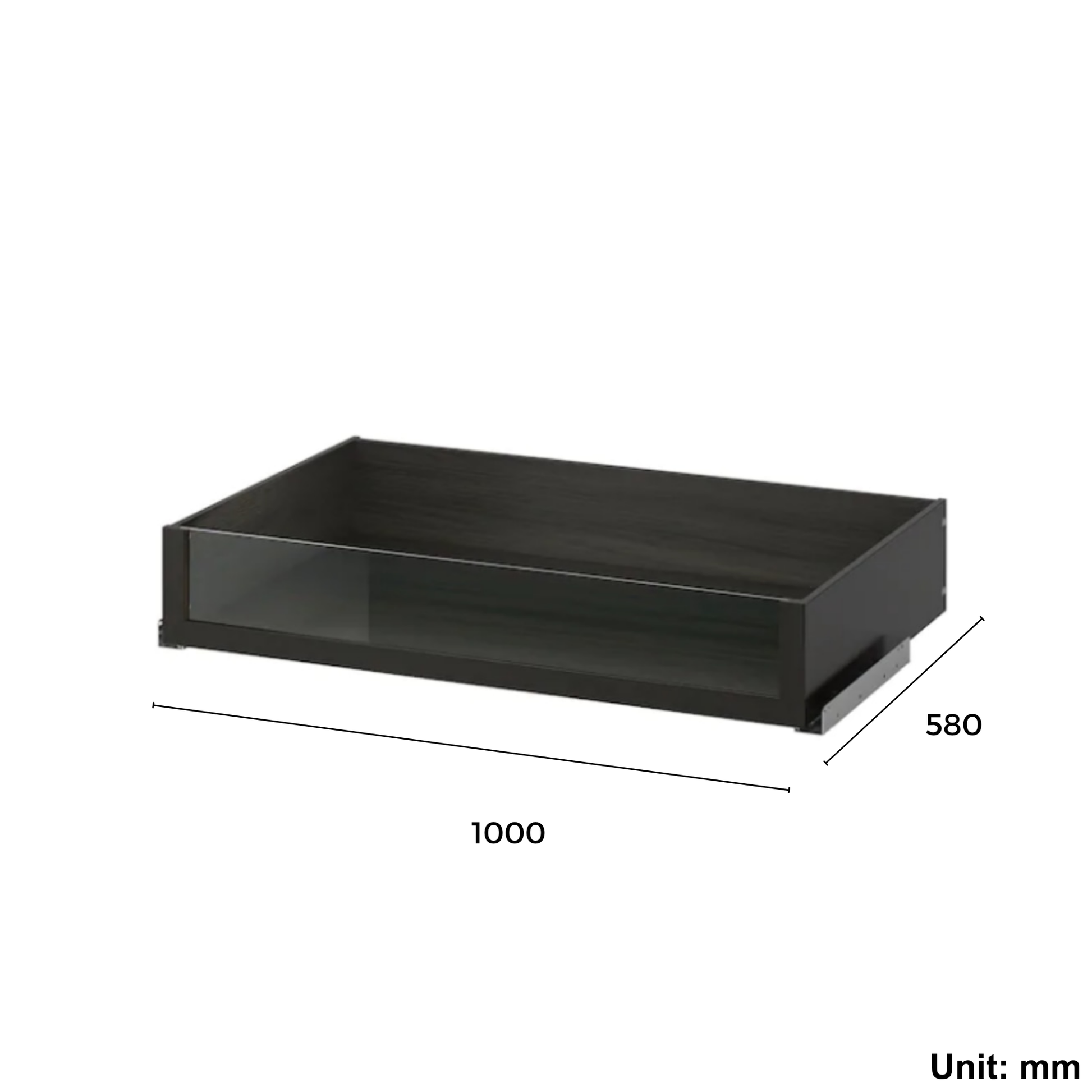 Wardrobe Drawer With Glass Front 100x58cm Black-Brown (Ikea KOMPLEMENT)