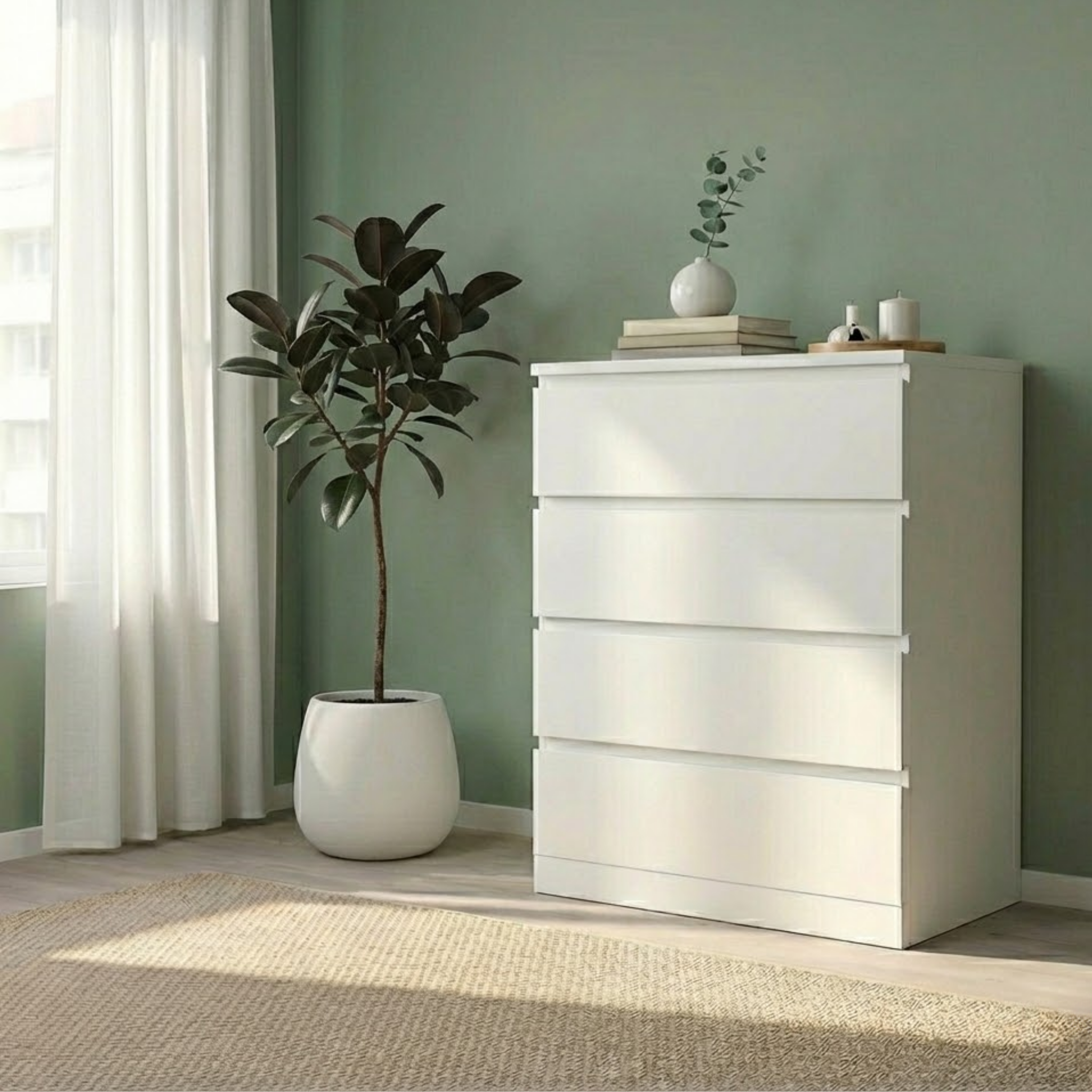 IKEA MALM Chest of 4 Drawers 80x100cm White
