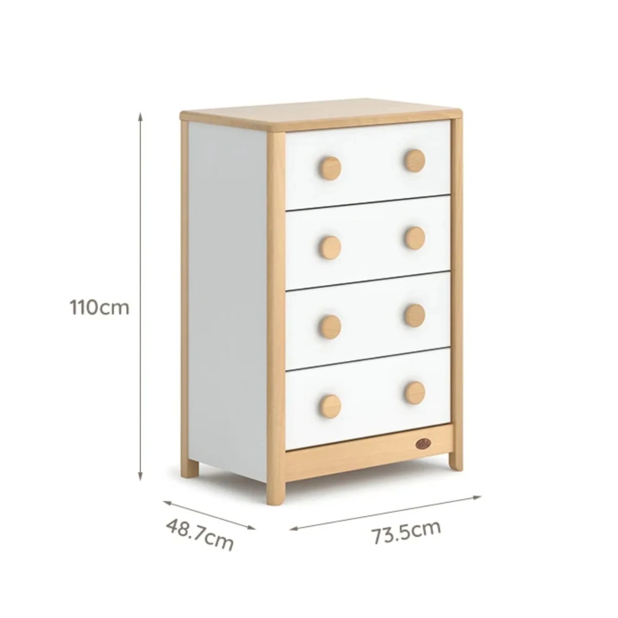 Boori Byron Kids 4 Drawer Chest, Barley White