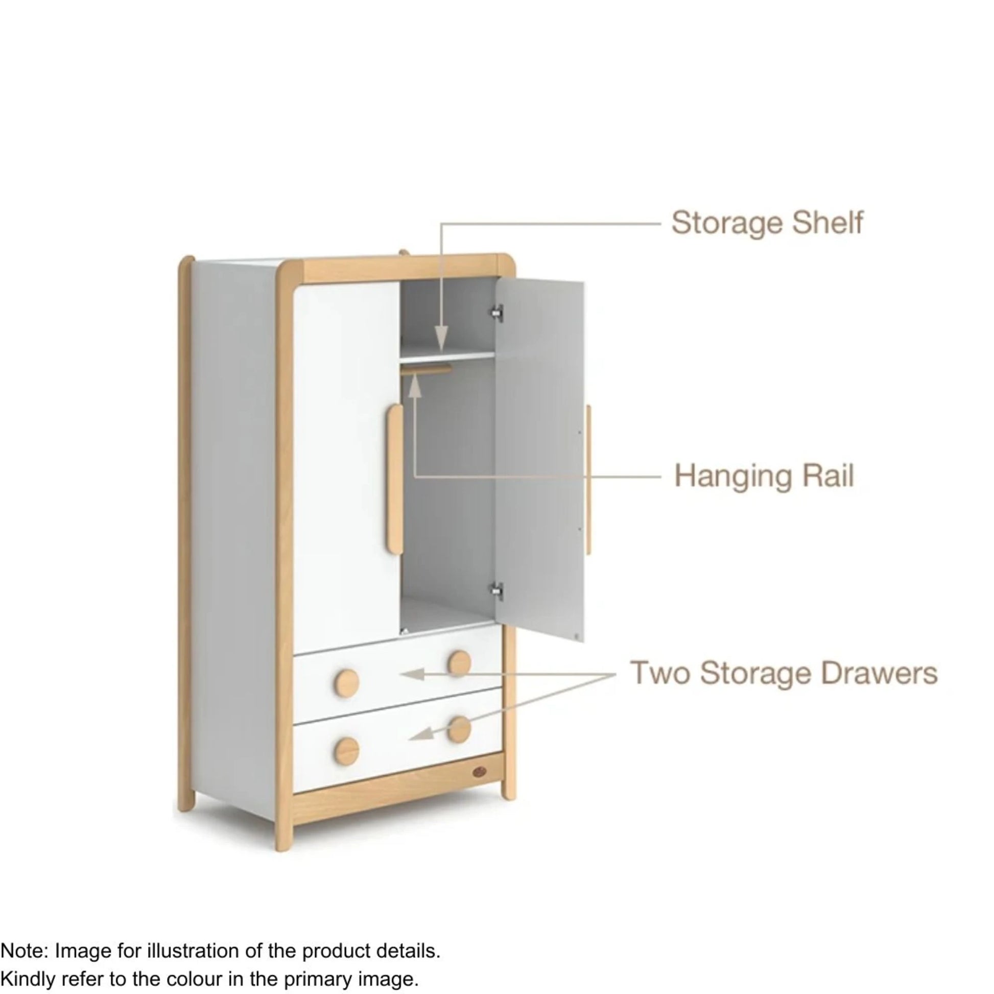 Boori Byron Kids 2 Door wardrobe with 2 drawers, Blueberry