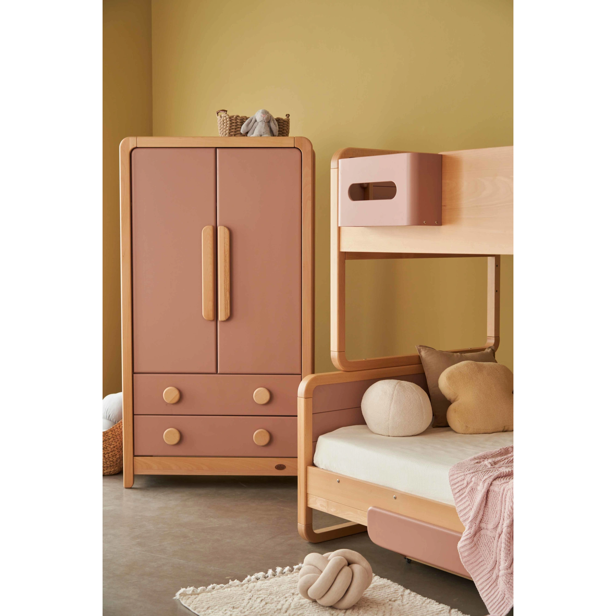Boori Byron Kids 2 Door wardrobe with 2 drawers, Cherry