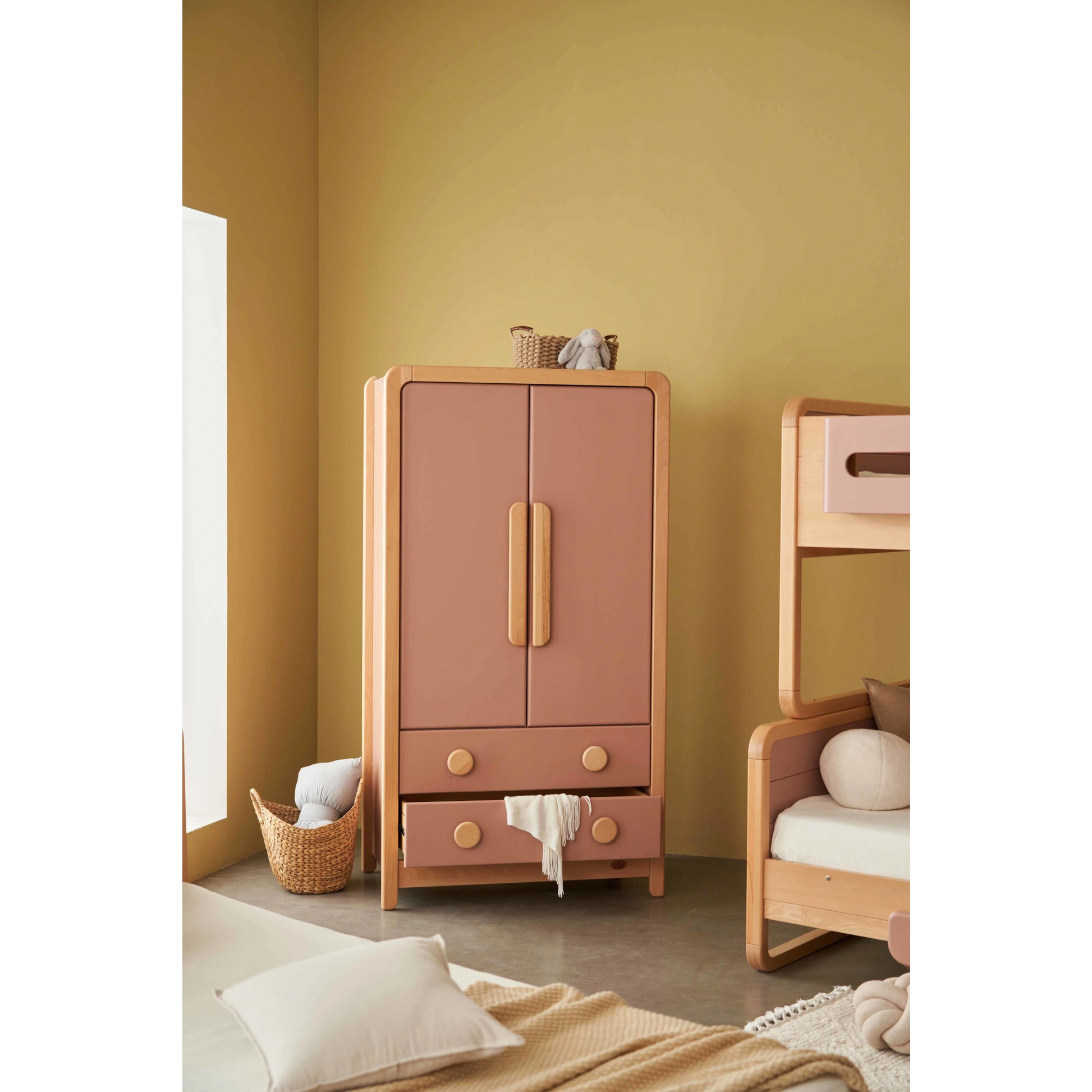 Boori Byron Kids 2 Door wardrobe with 2 drawers, Cherry