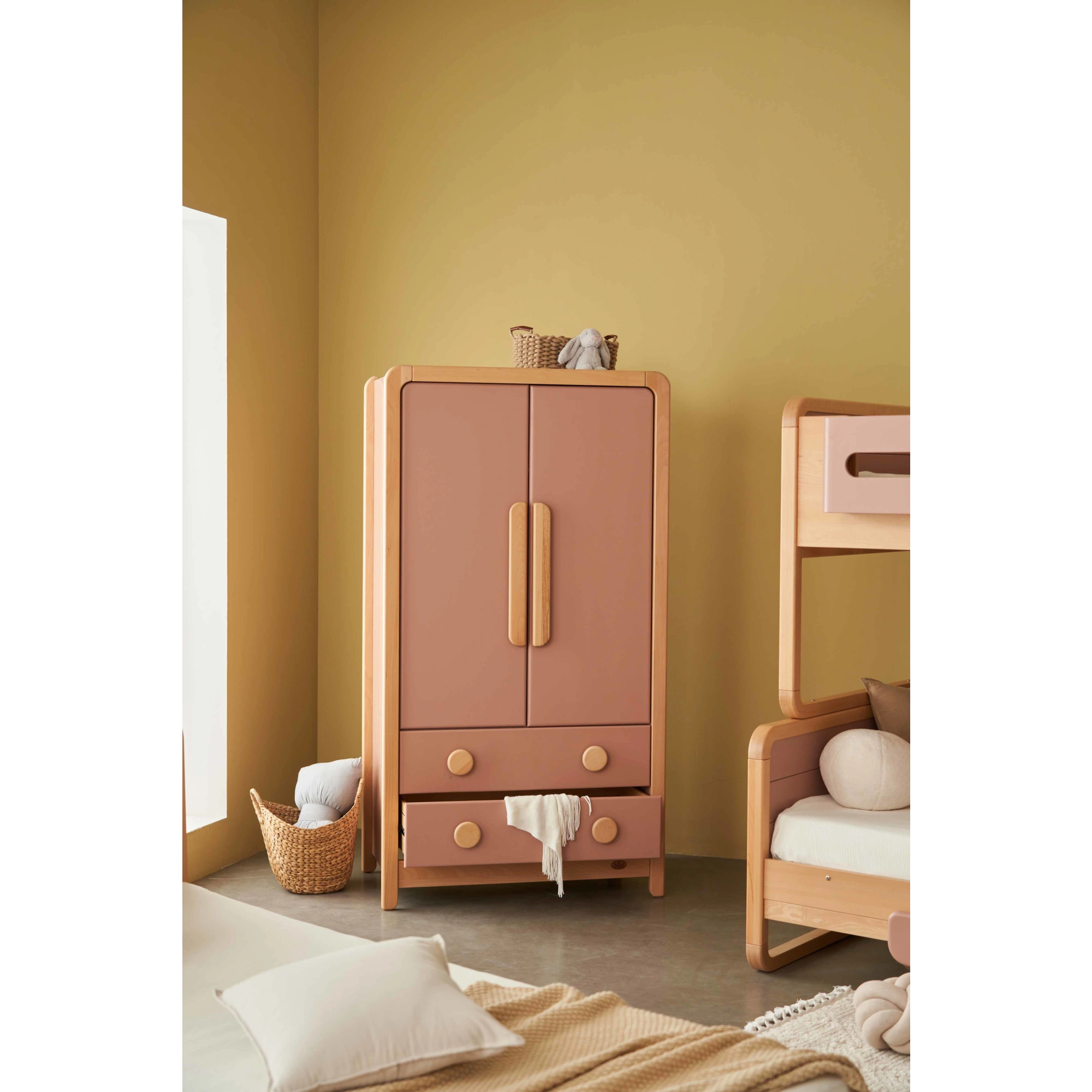 Boori Byron Kids 2 Door wardrobe with 2 drawers, Cherry