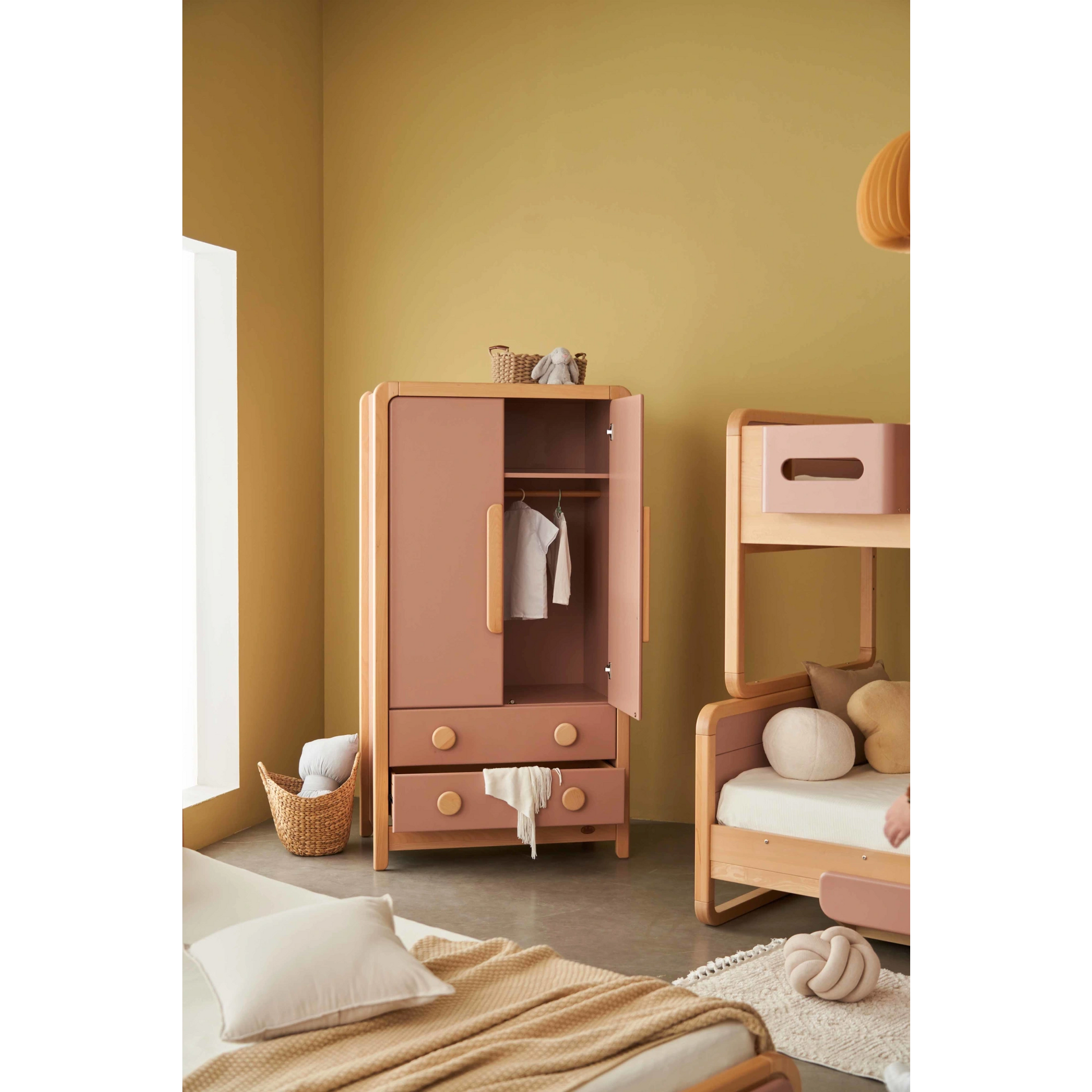 Boori Byron Kids 2 Door wardrobe with 2 drawers, Cherry