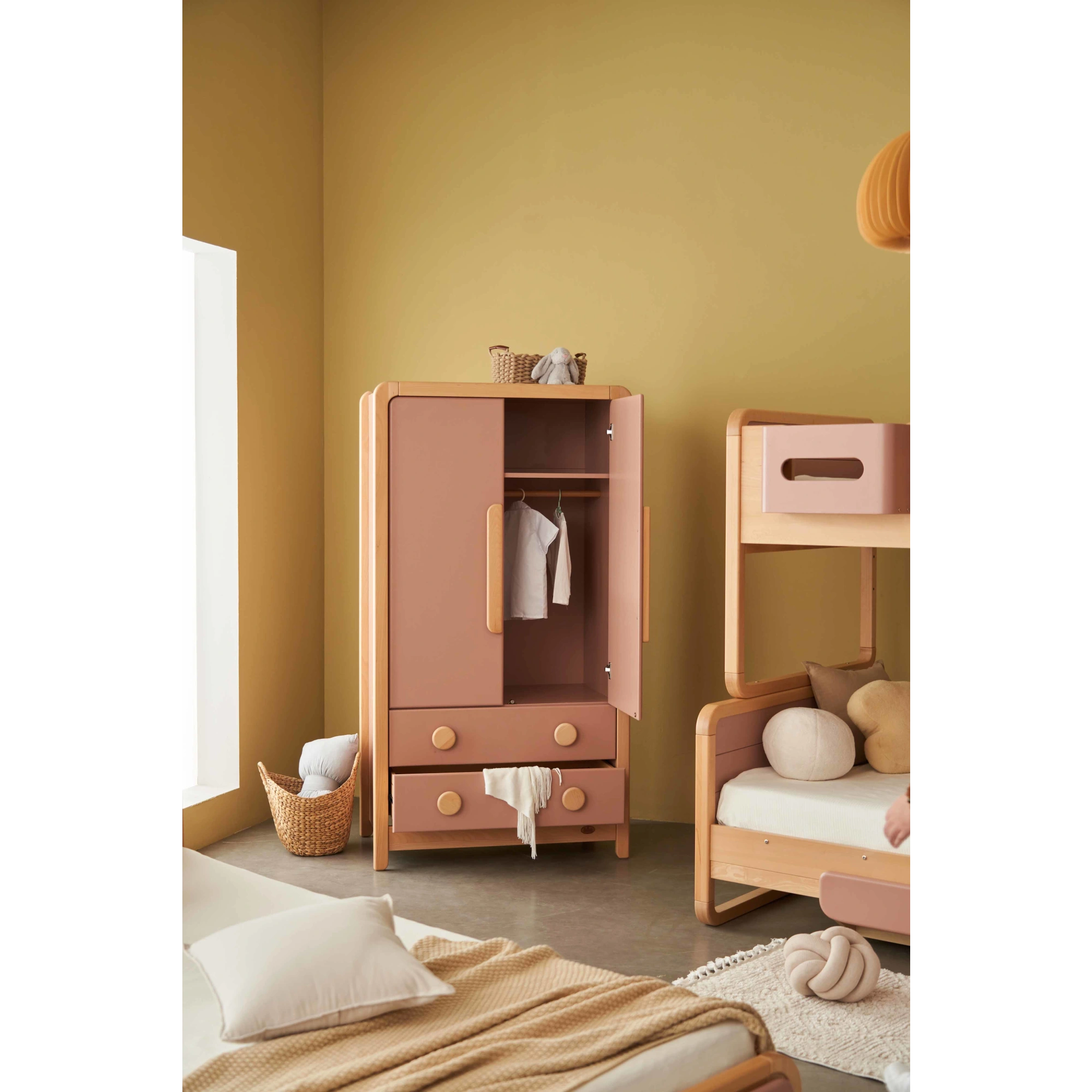 Boori Byron Kids 2 Door wardrobe with 2 drawers, Cherry