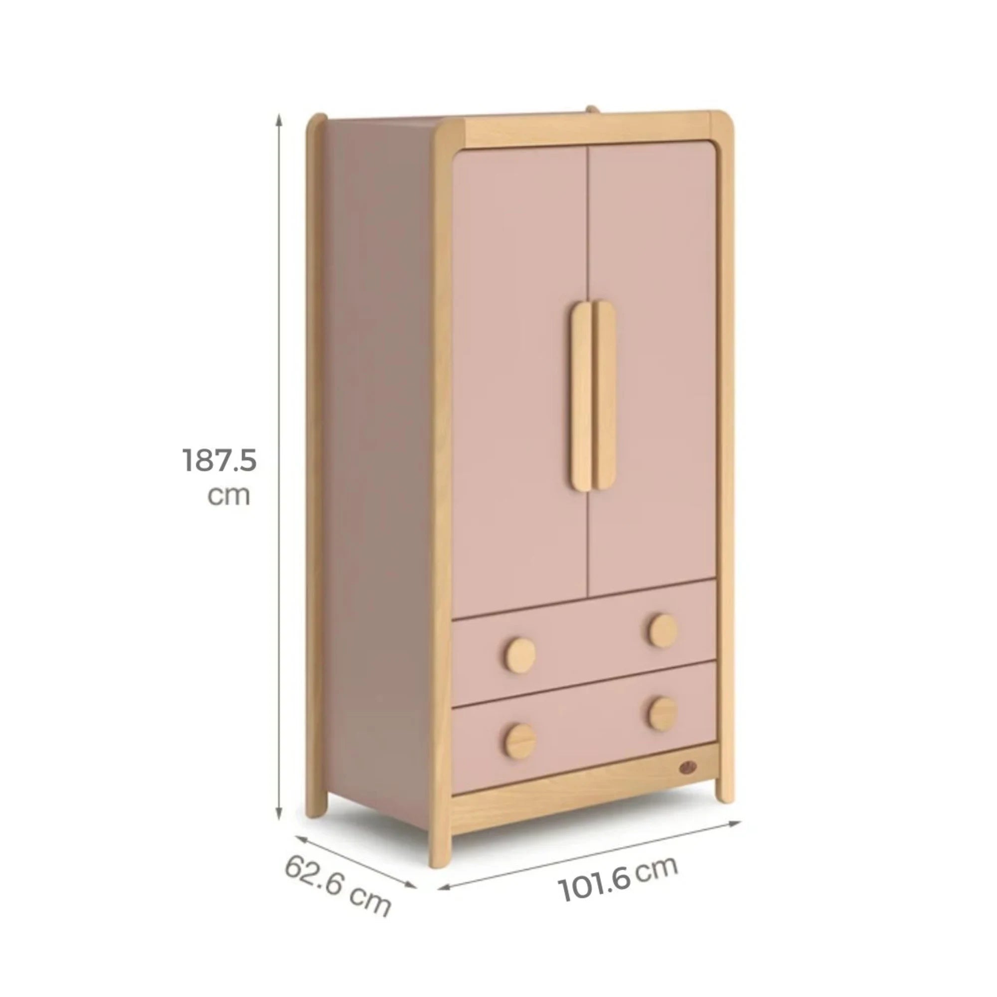 Boori Byron Kids 2 Door wardrobe with 2 drawers, Cherry